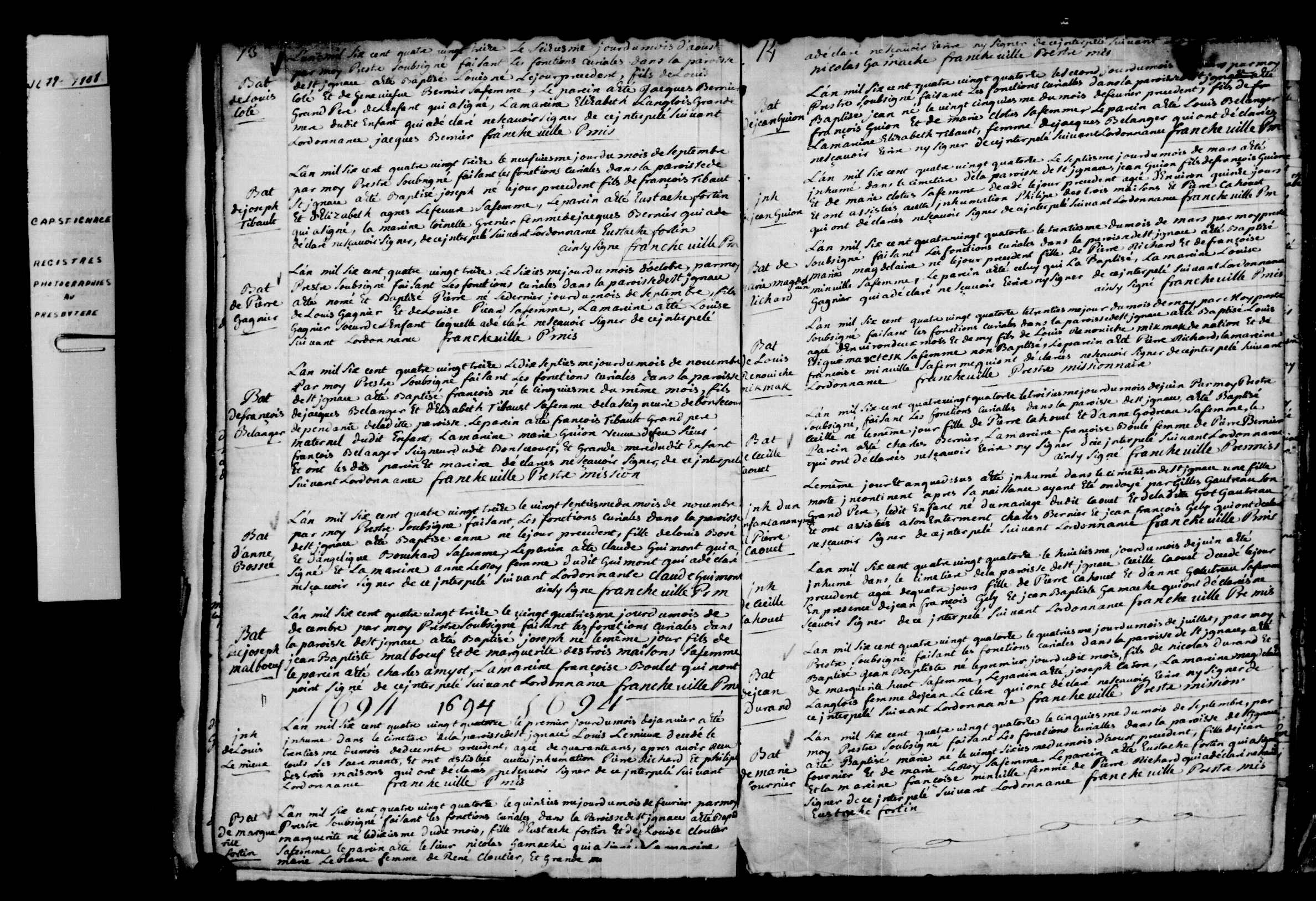 1694 Burial Louis Lemieux