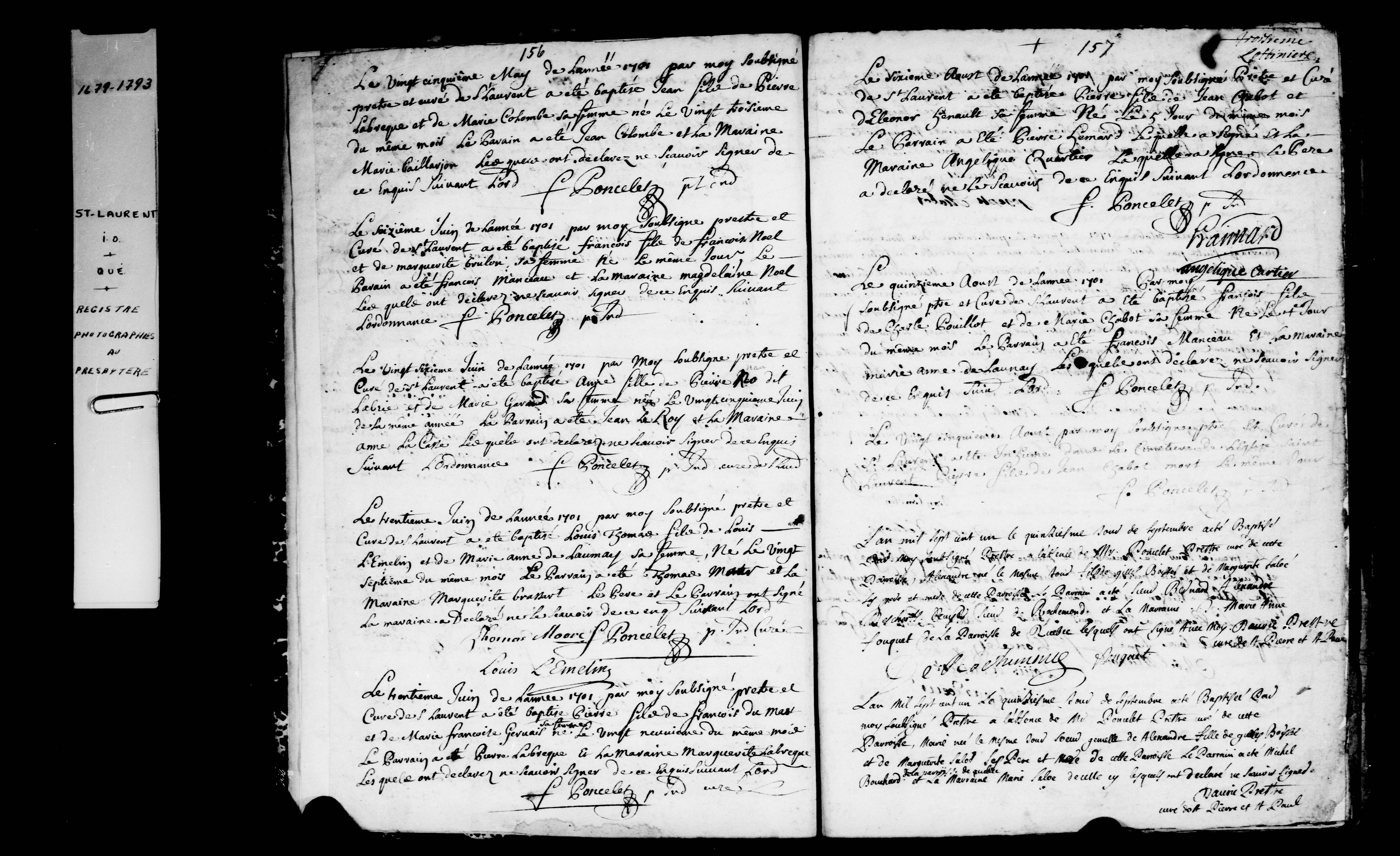 1701 Baptism Louis Thomas Lemelin