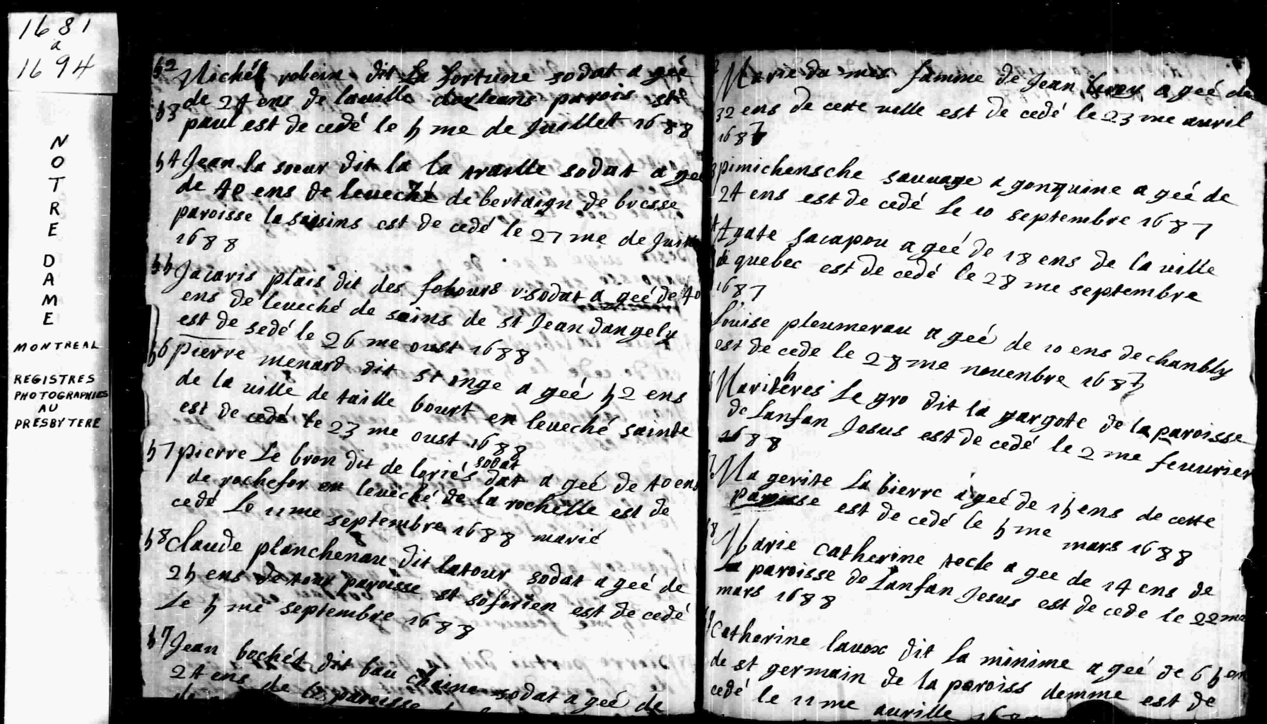 1688 Burial Marie Therese Legro Lagargote