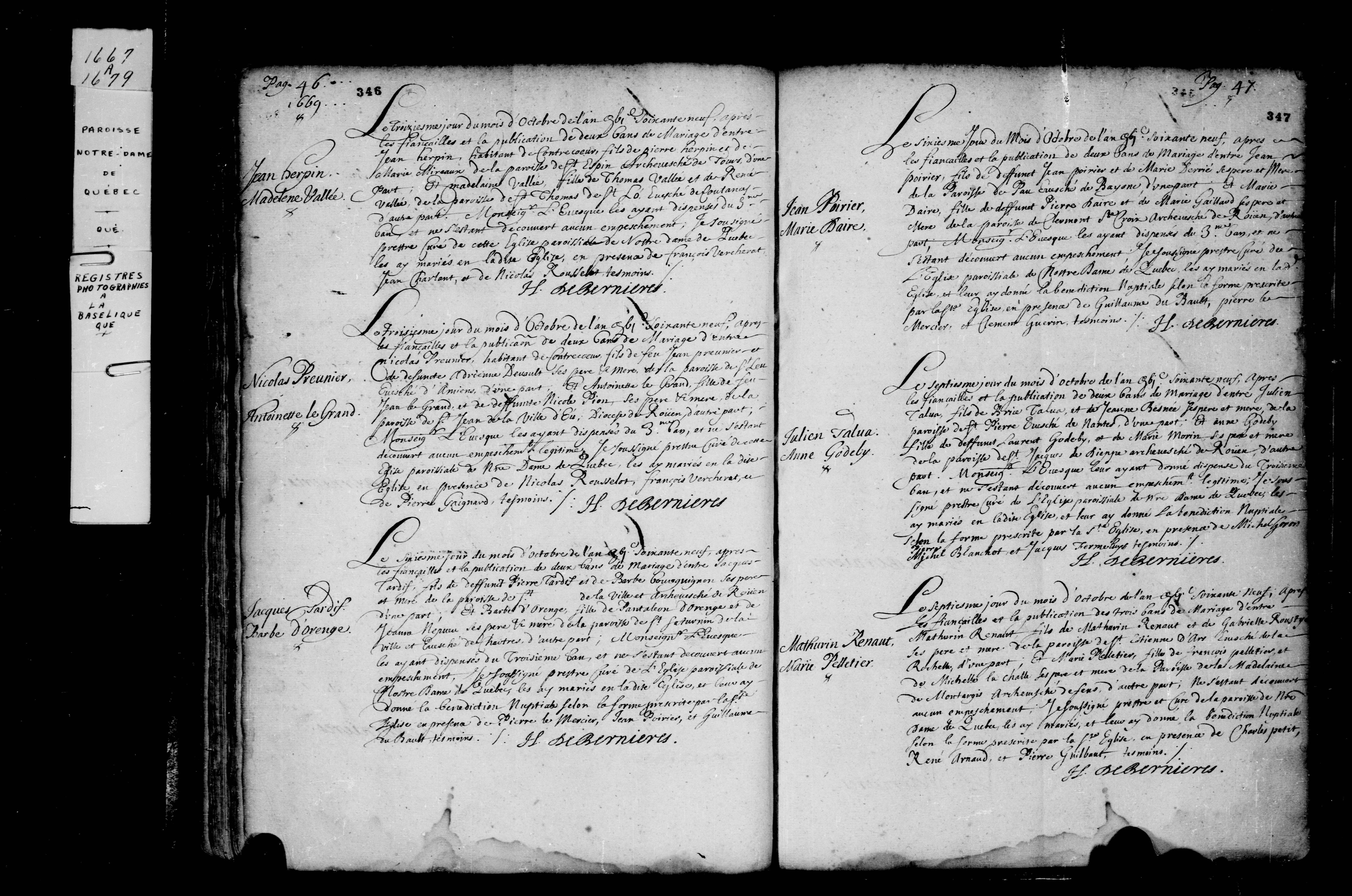 1669 Marriage Prunier Legrand