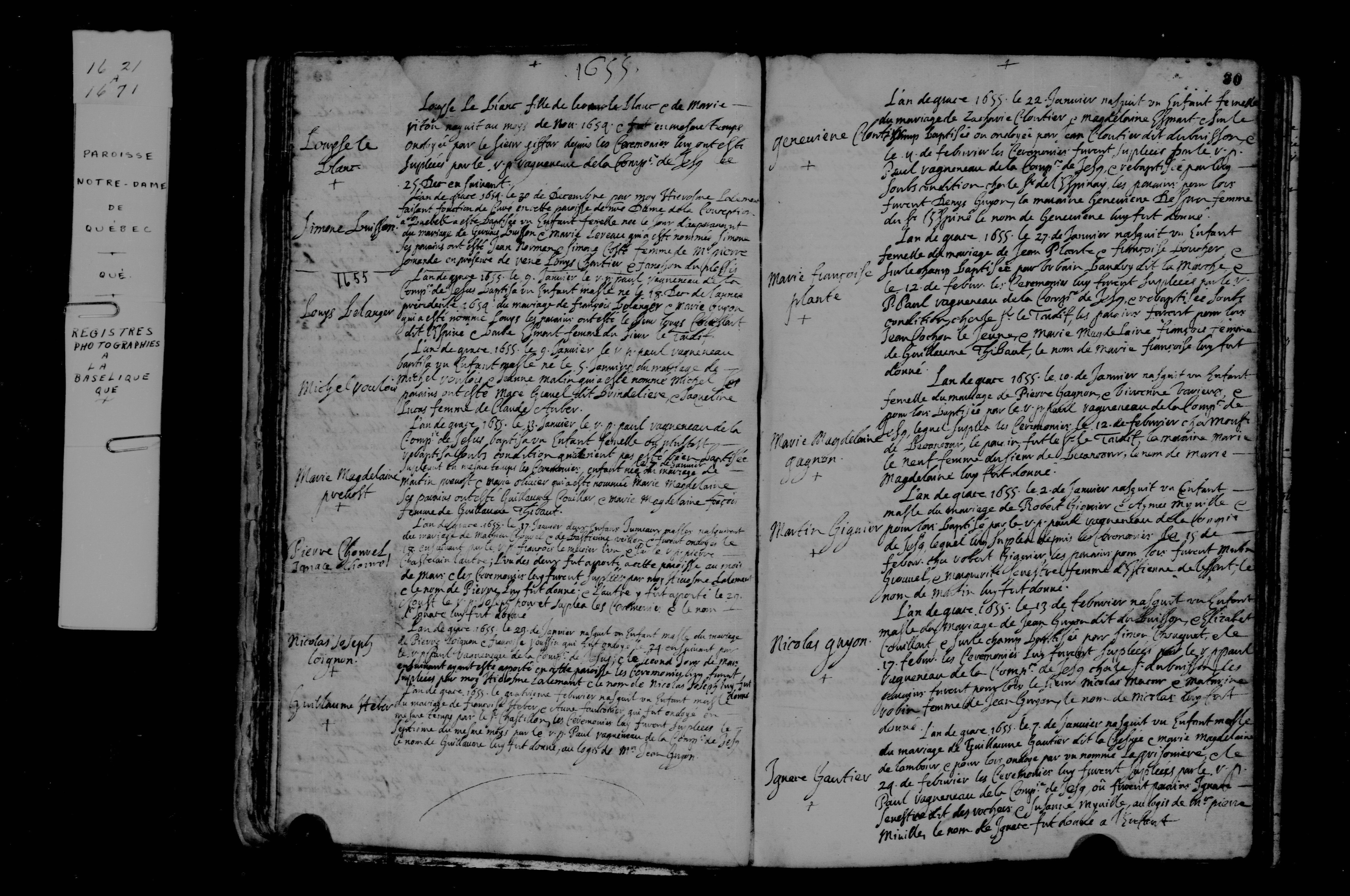 1654 Baptism Louise Leblanc