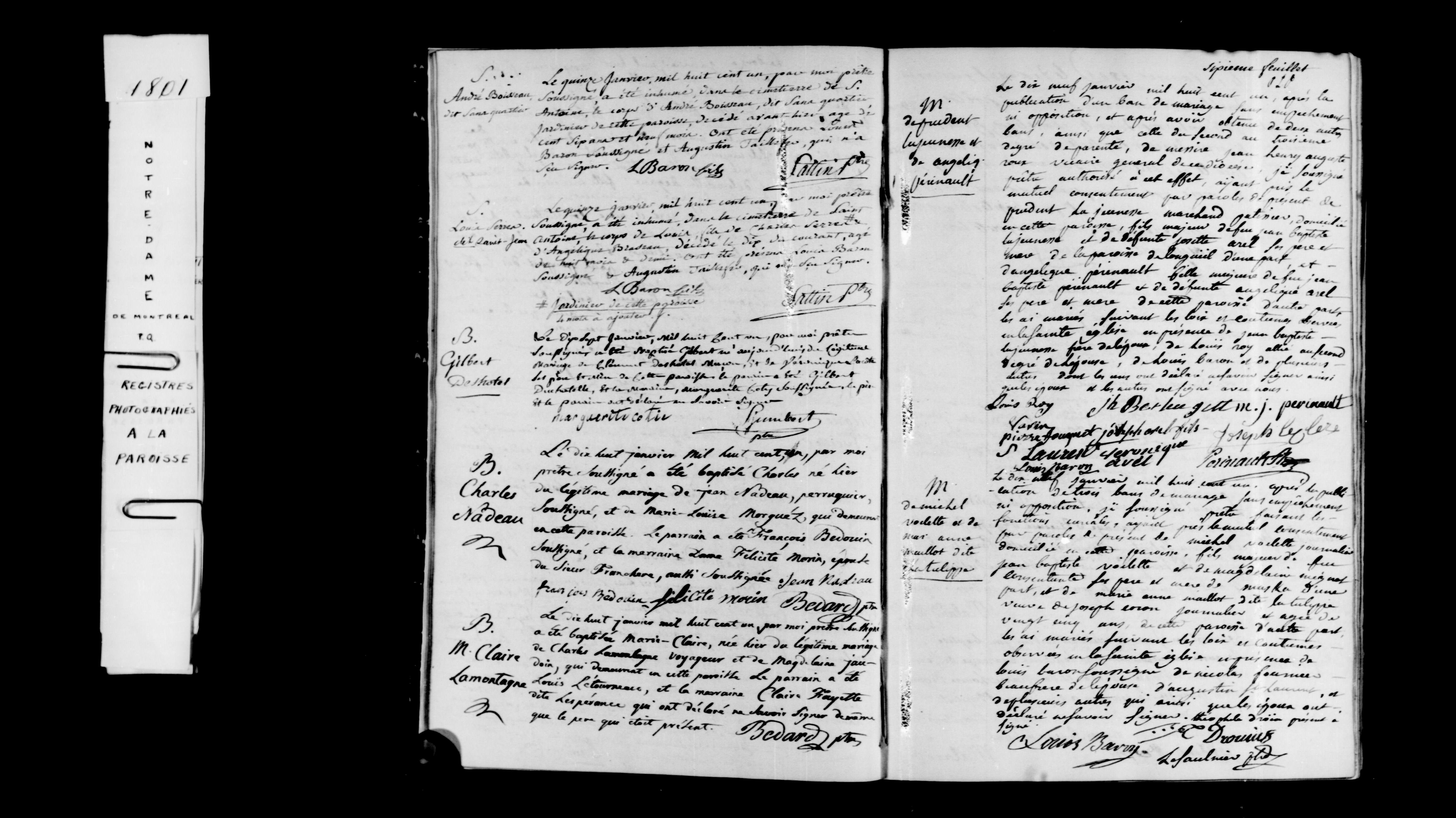 1801 Baptism Marie Claire Lamontagne