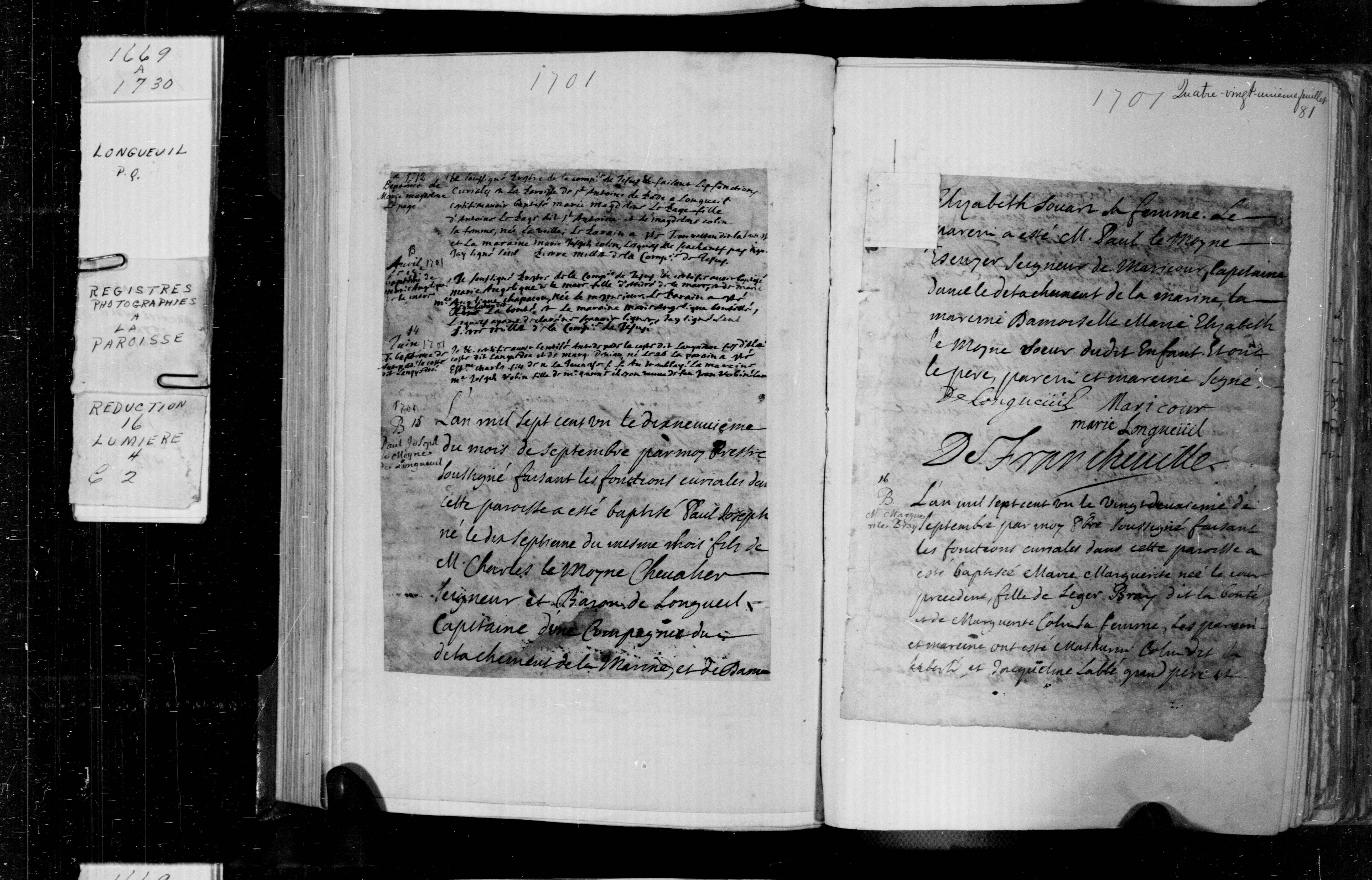 1701 Baptism Marie Angelique Lamarre
