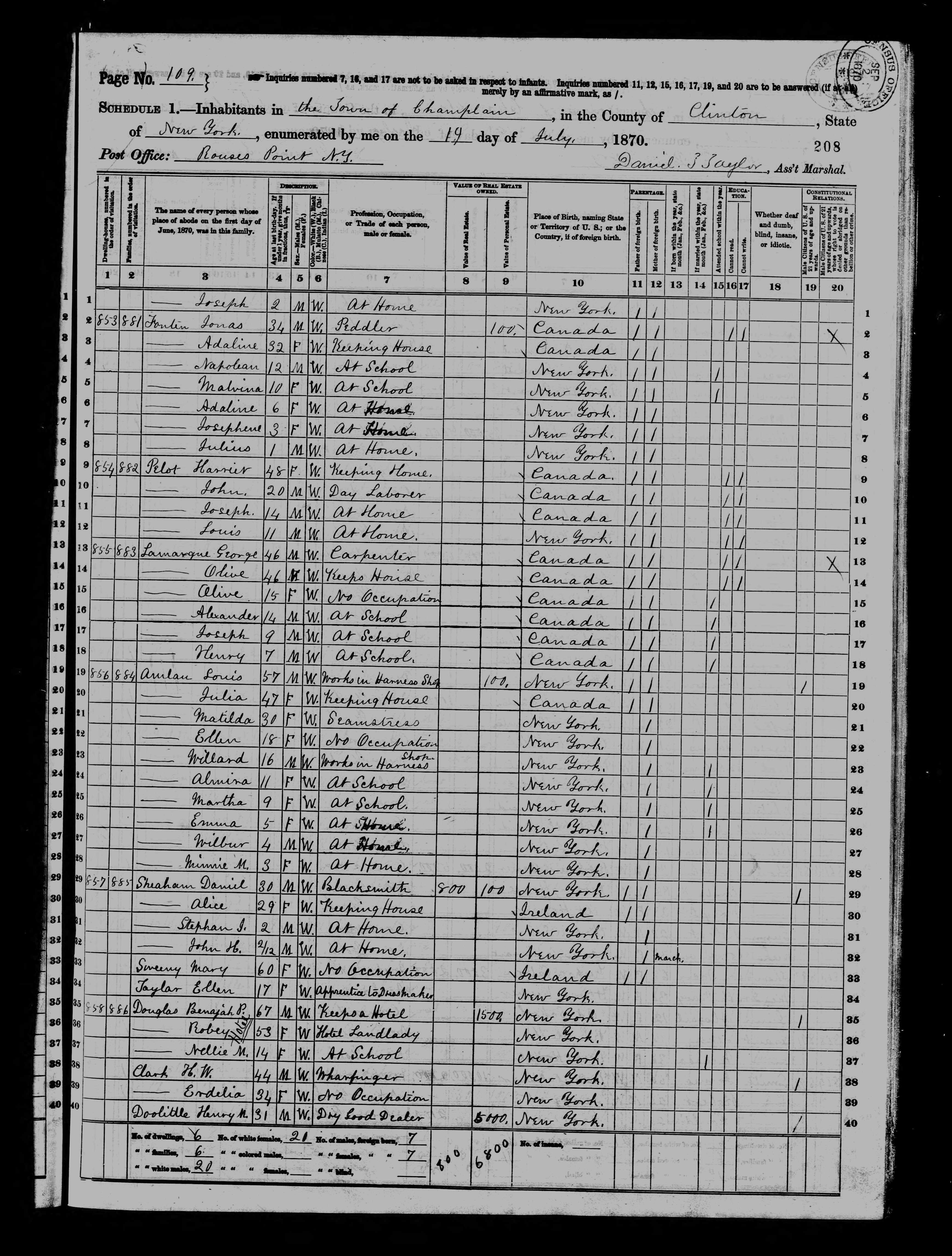 1870 US Census George Lamarque