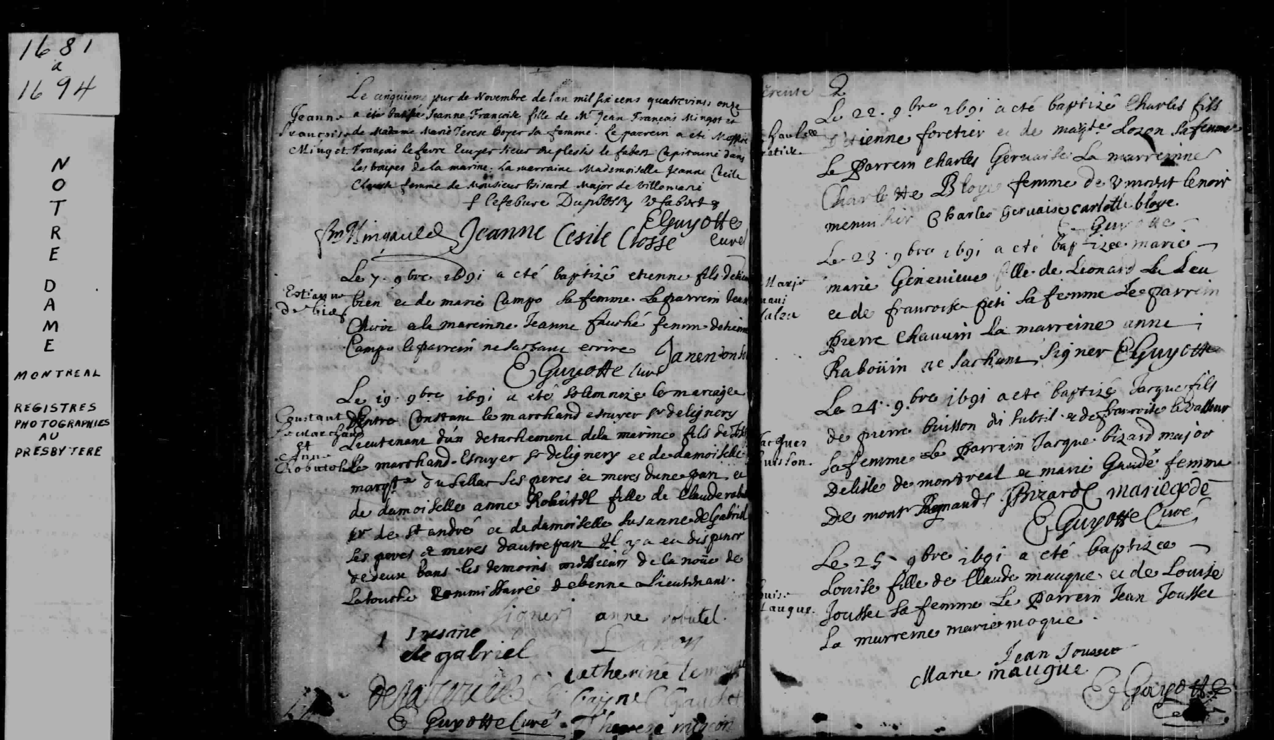 1691 Baptism Genevieve Lalue