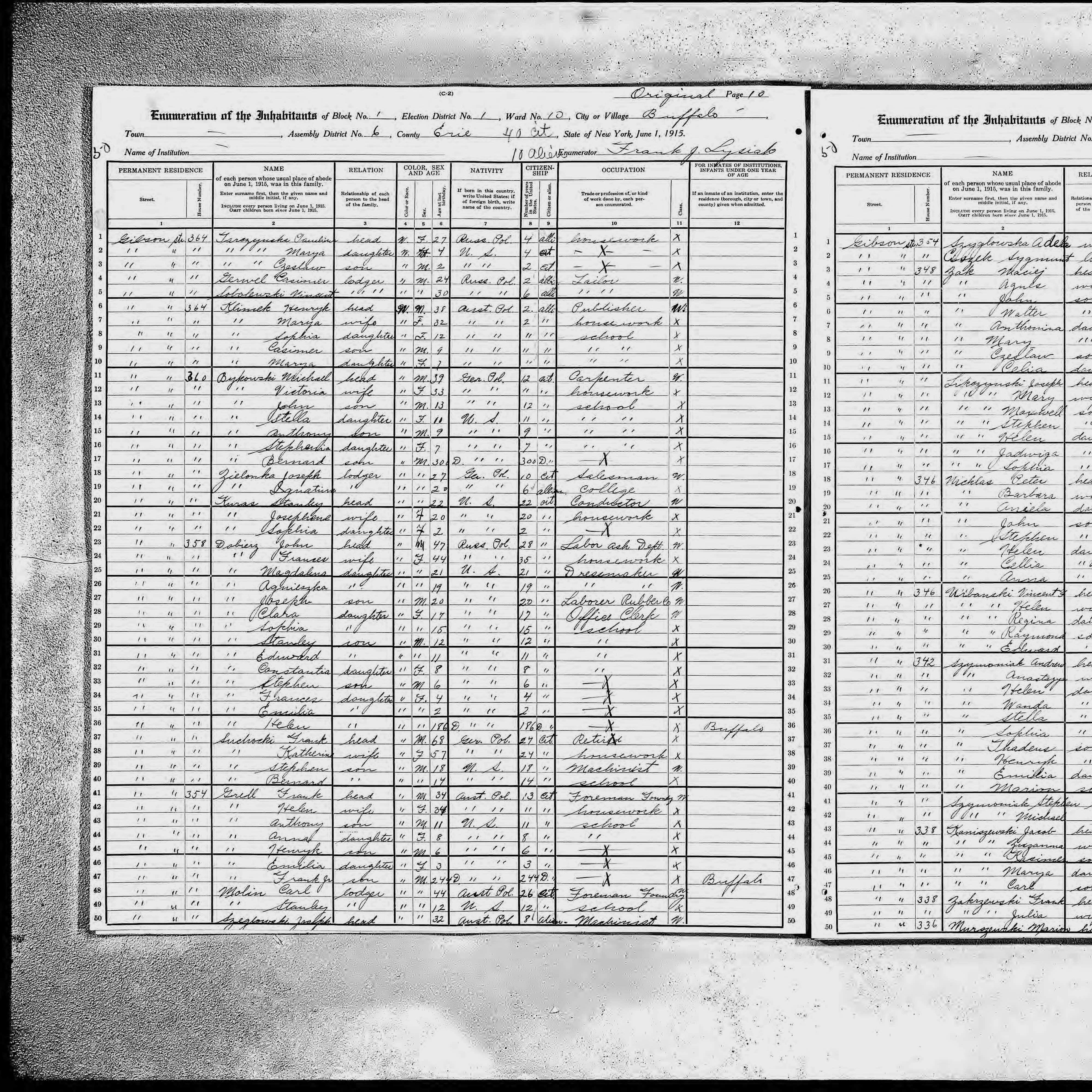1915 NY Census Joseph Szeglowski