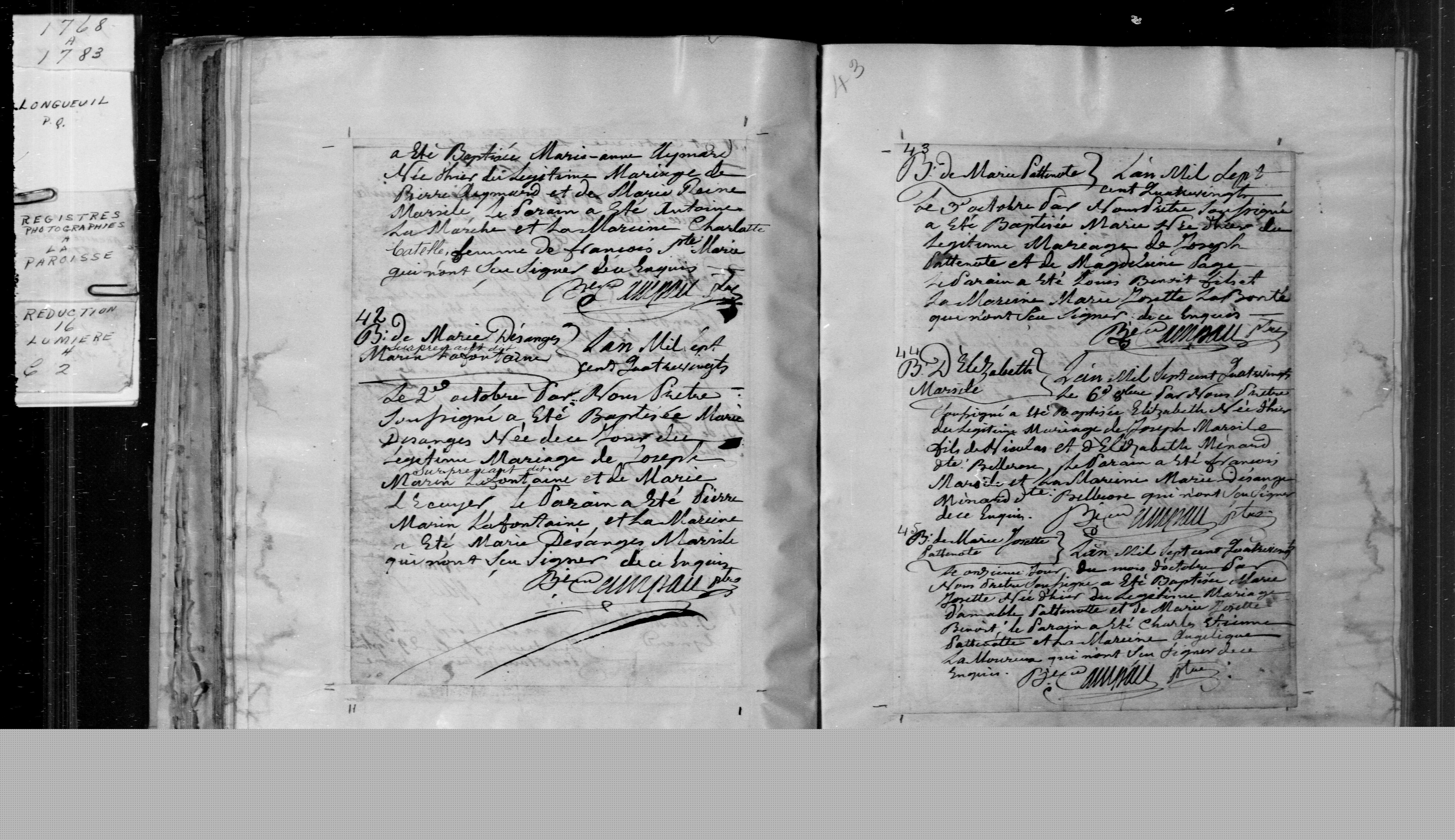 1780 Baptism Marie Desanges Surprenant