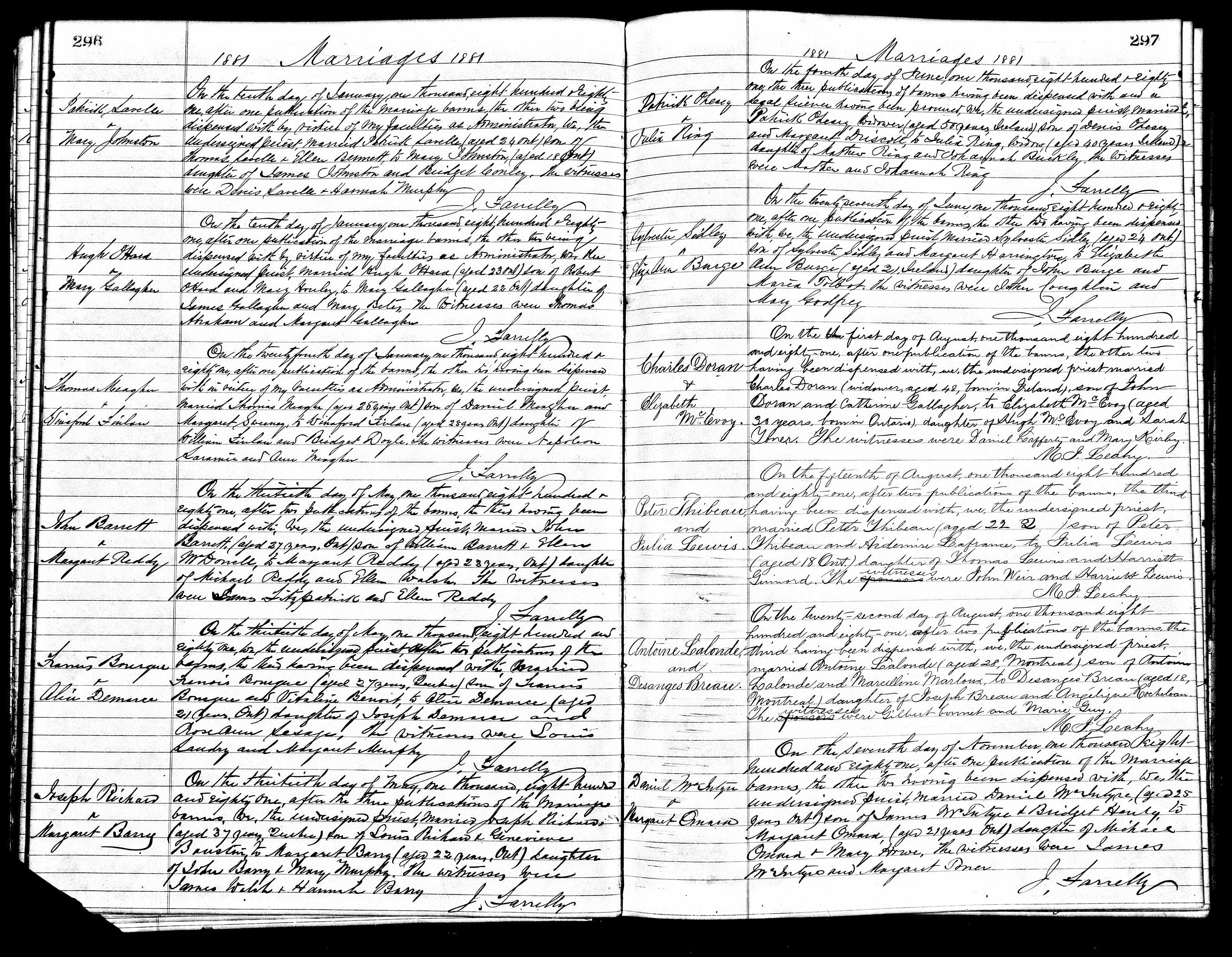 1881 Marriage Laville Johnston