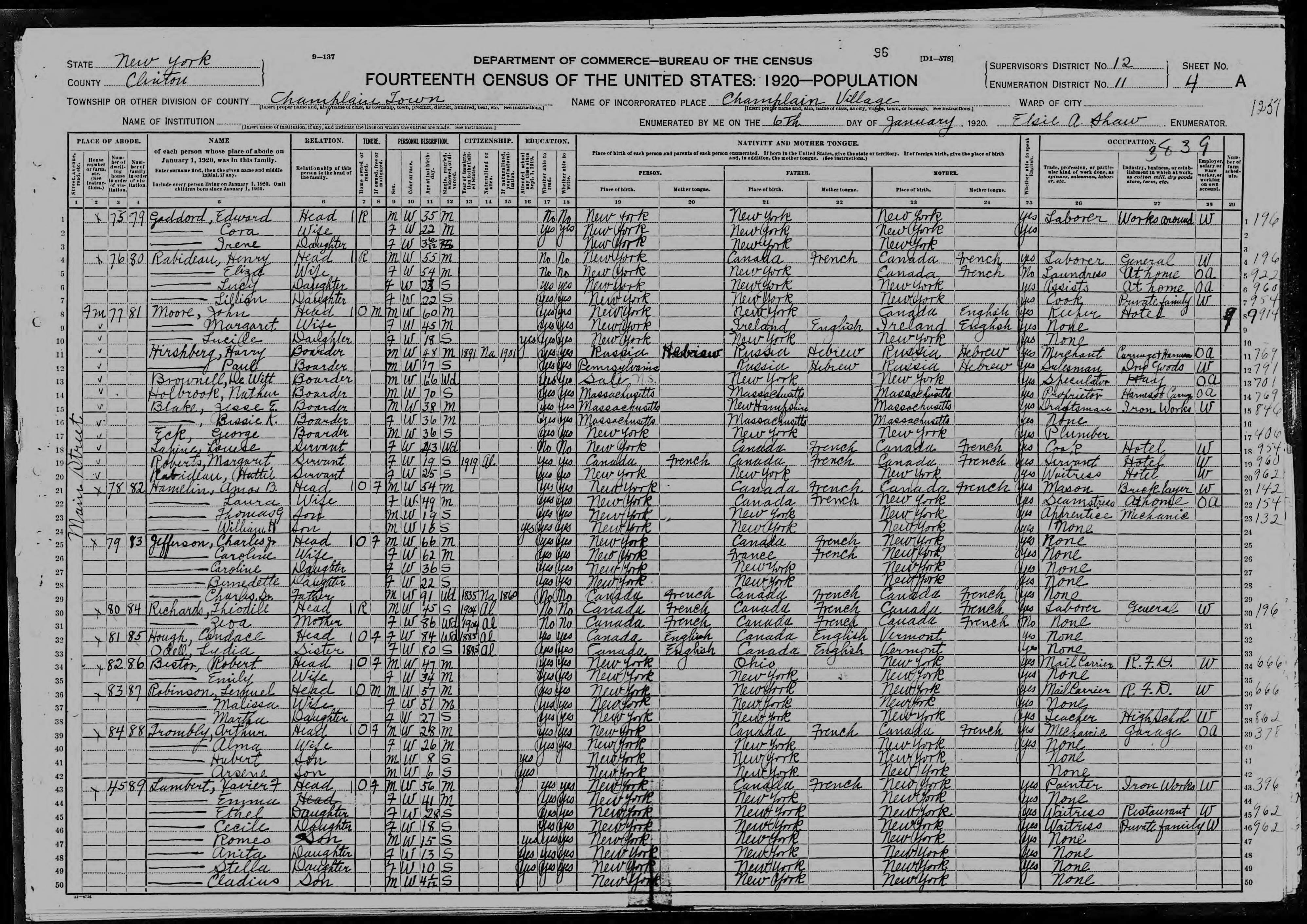 1920 US Census Charles Jefferson