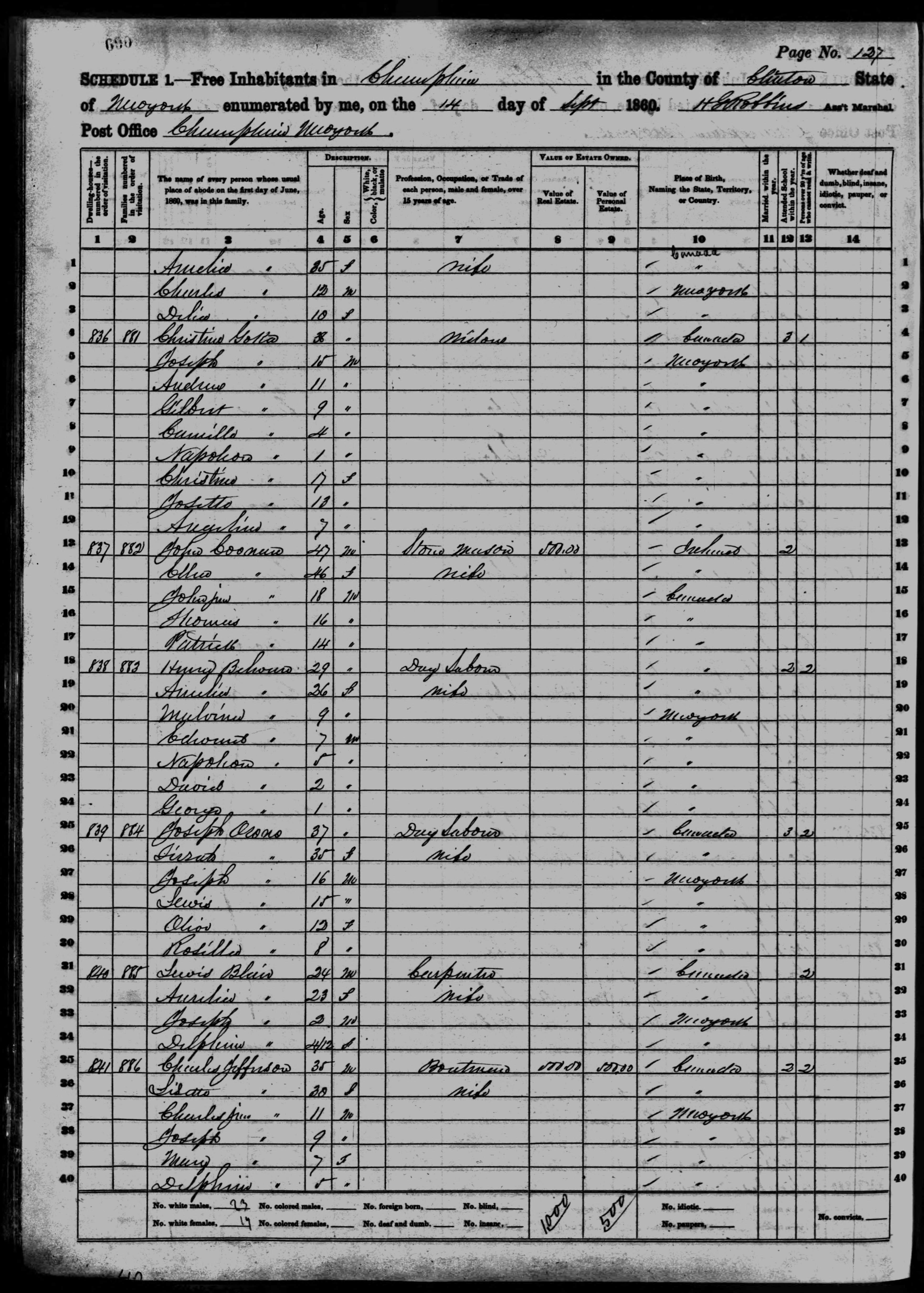 1860 US Census Charles Jefferson