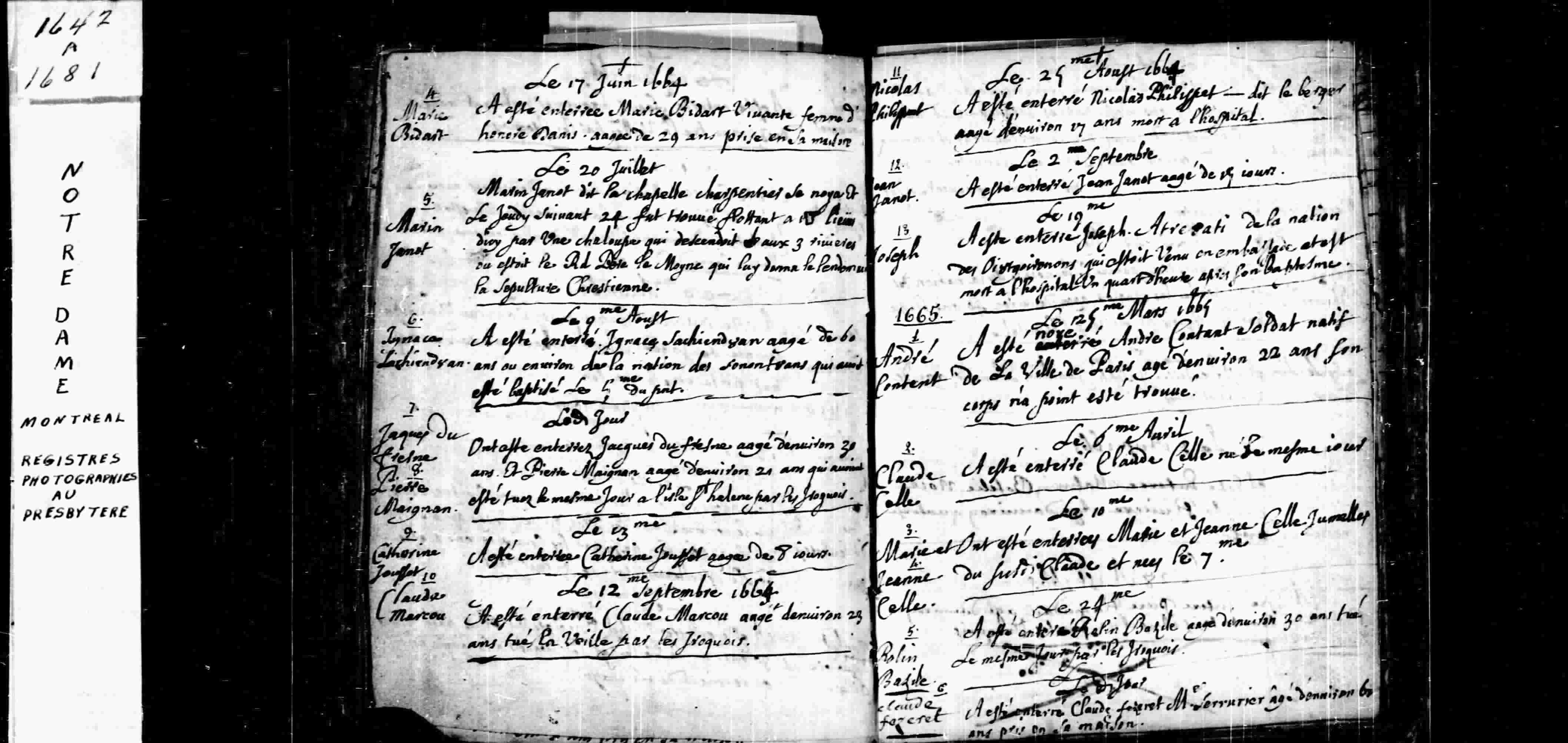 1664 Burial Marin Janot