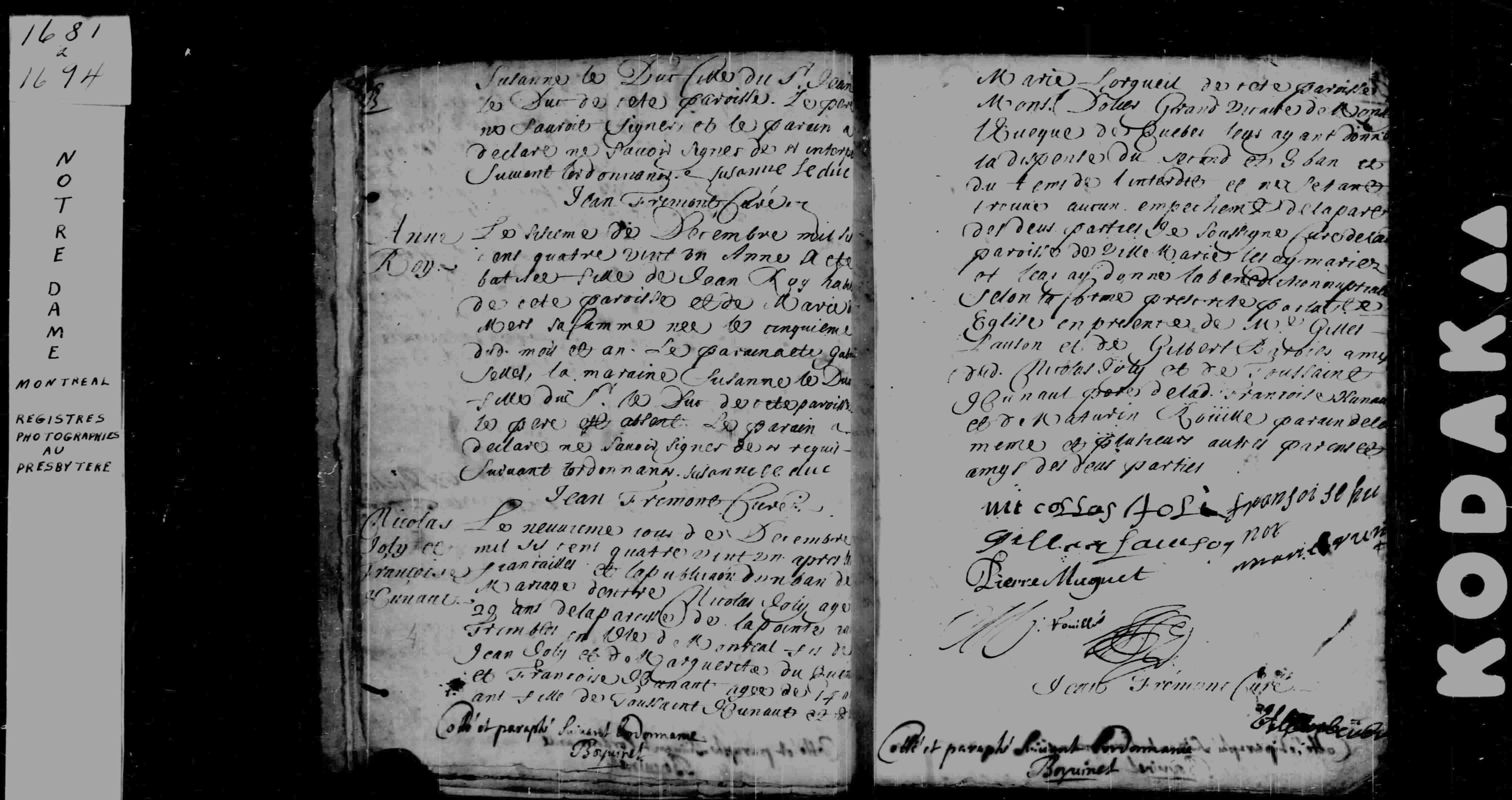1681 Marriage Joly Huneault