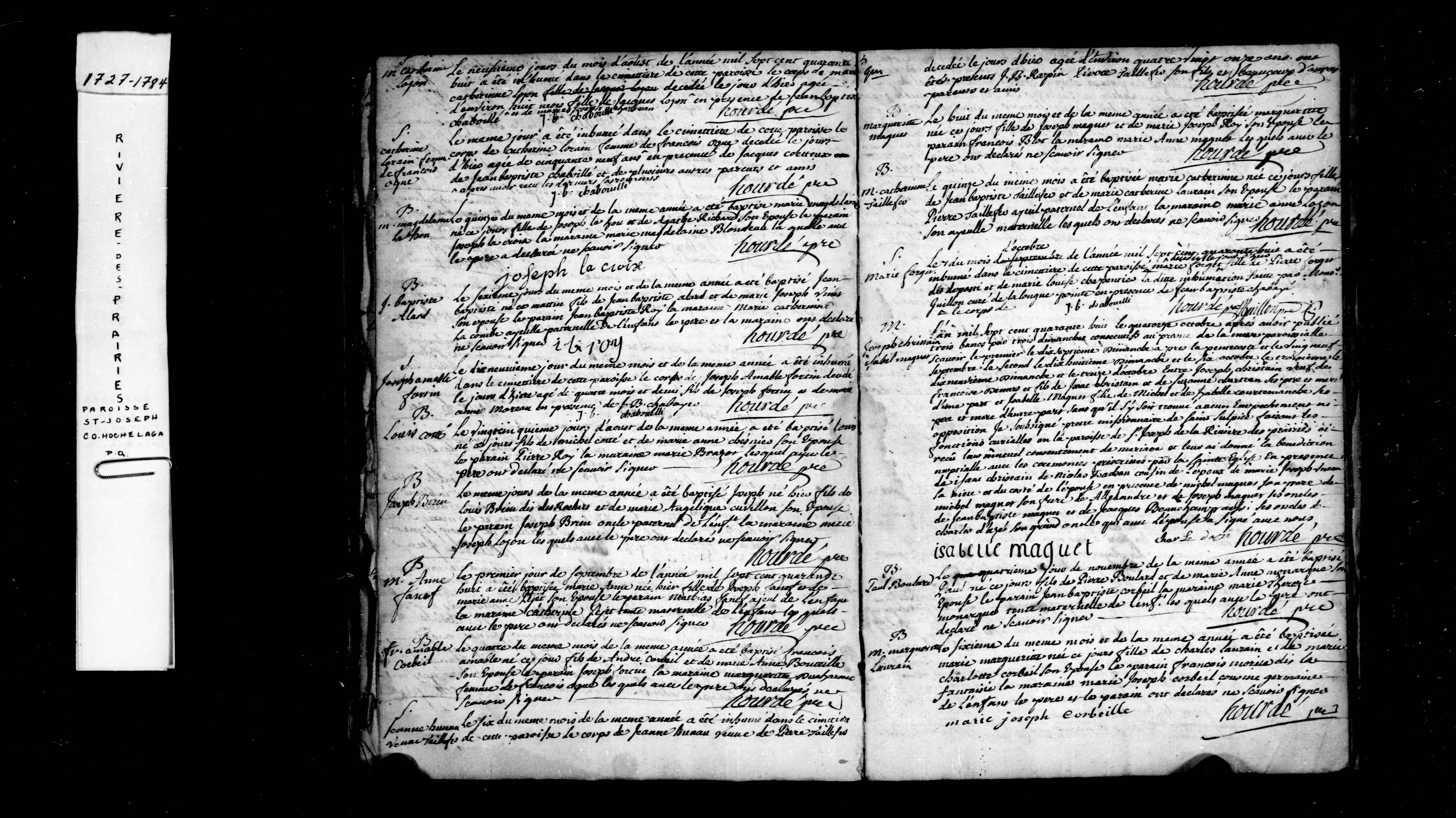 1748 Burial Jeanne Hunault
