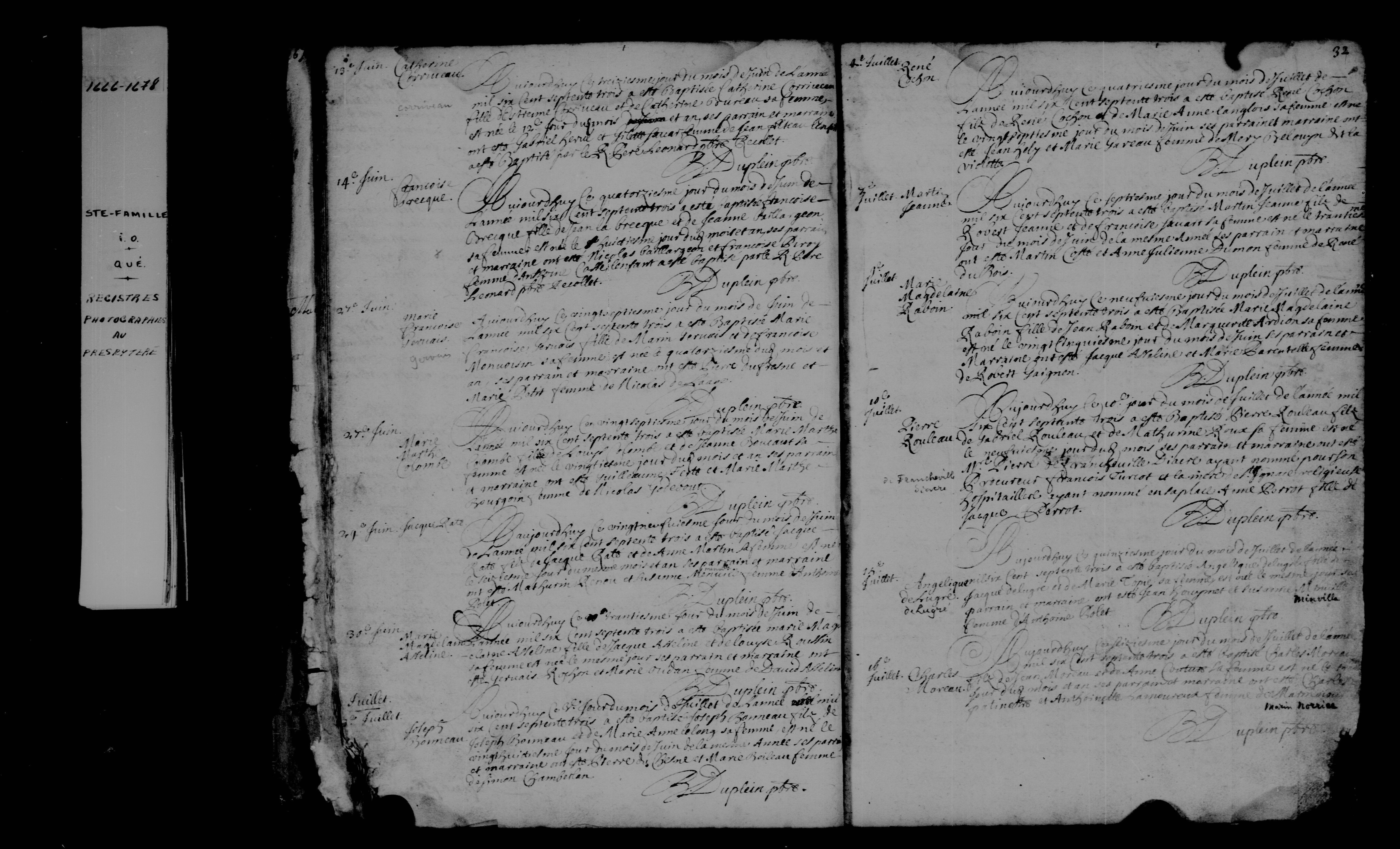 1673 Baptism Marie Francoise Gervais
