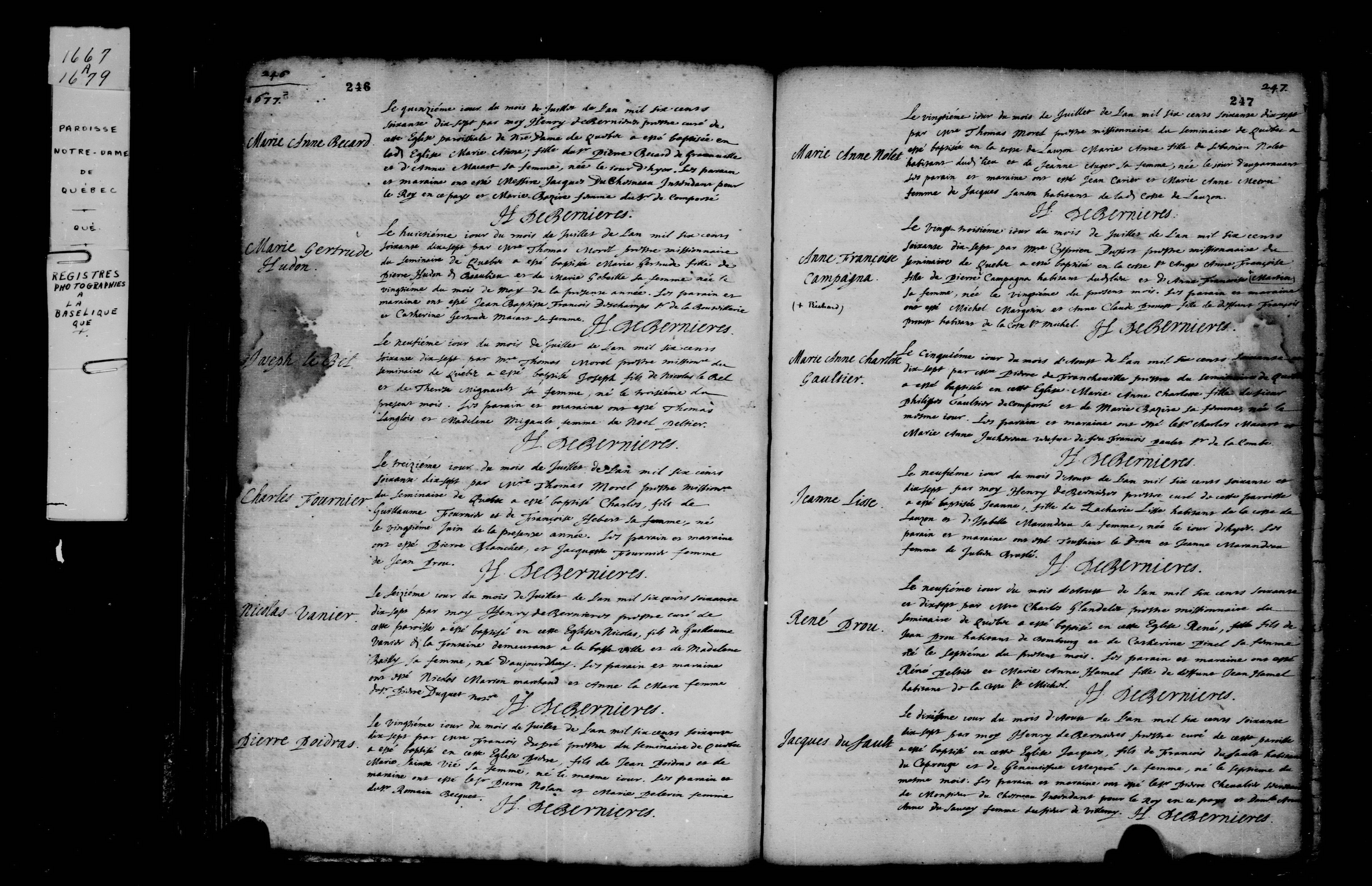 1677 Baptism Charles Fournier