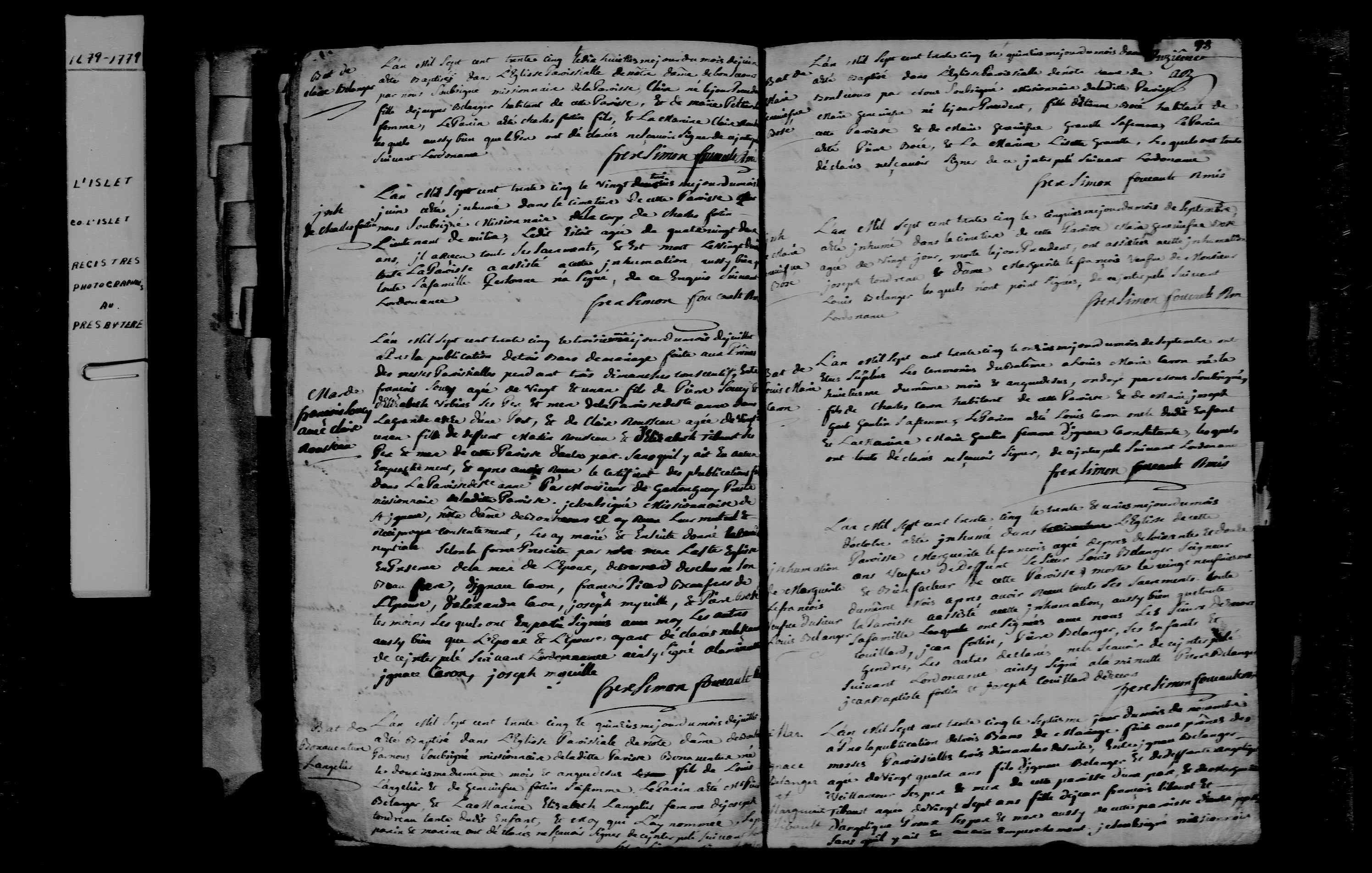 1735 Burial Charles Fortin