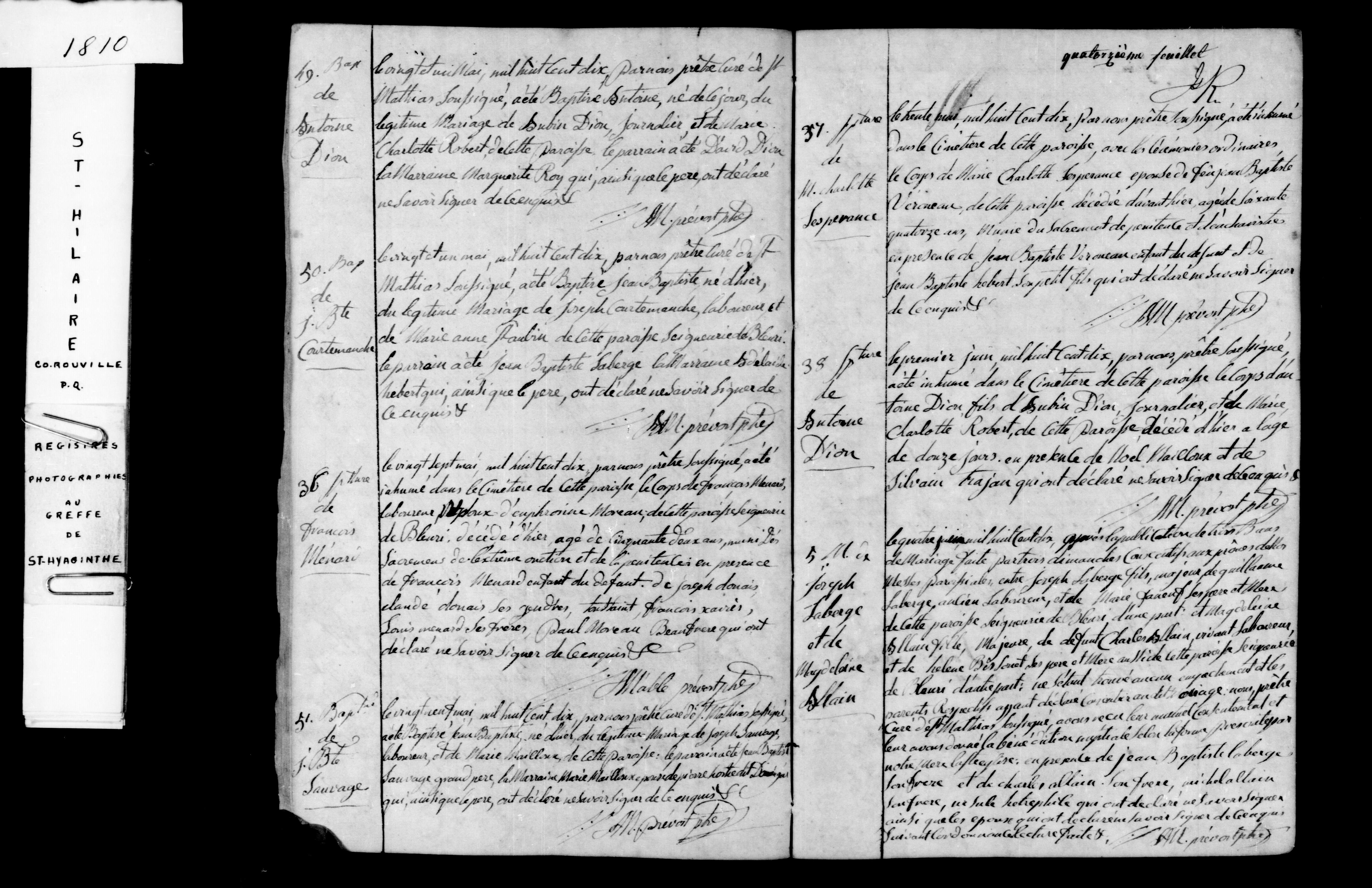 1810 Burial Marie Charlotte Lesperance