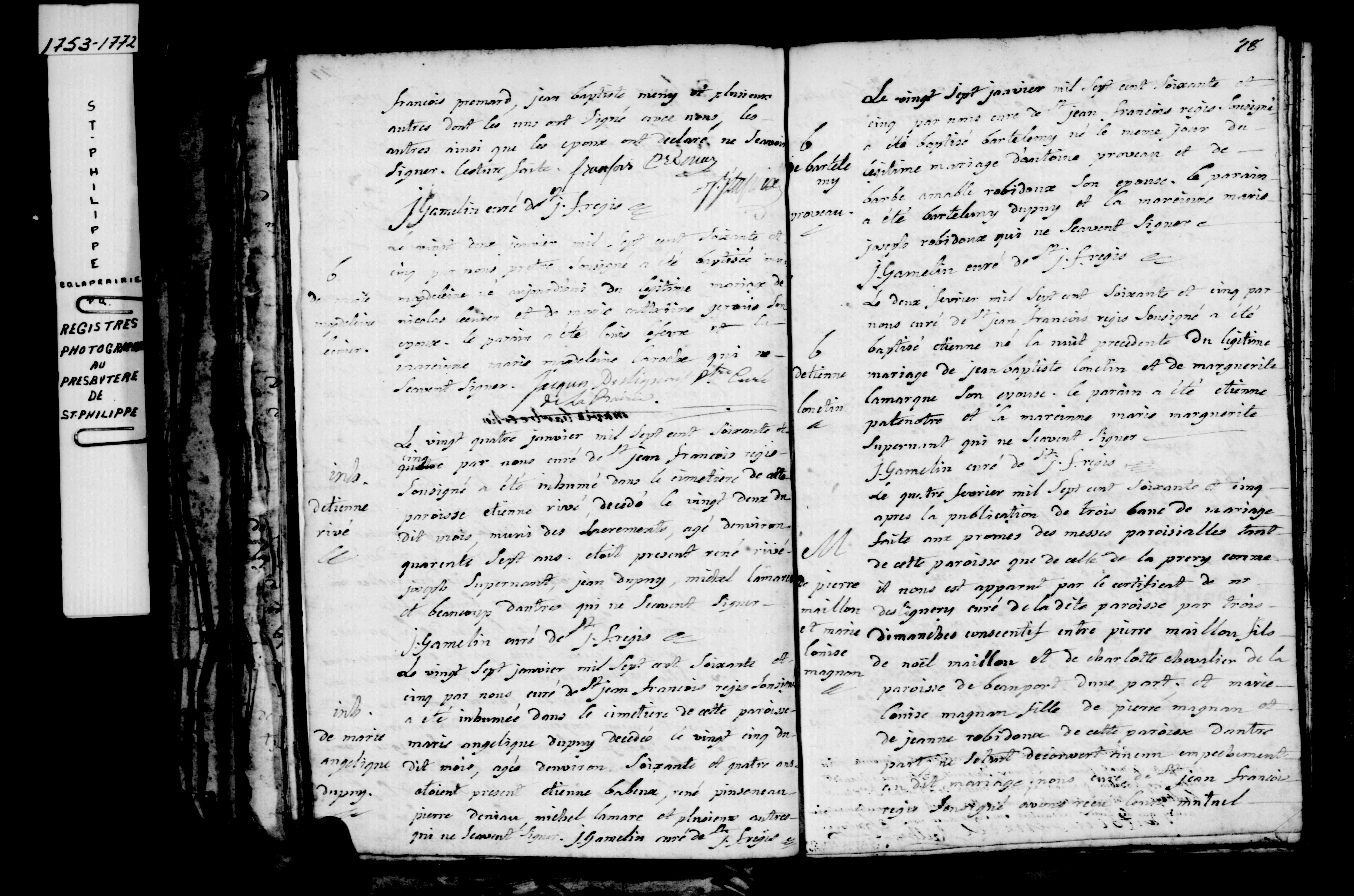 1765 Baptism Marie Angelique Dupuy