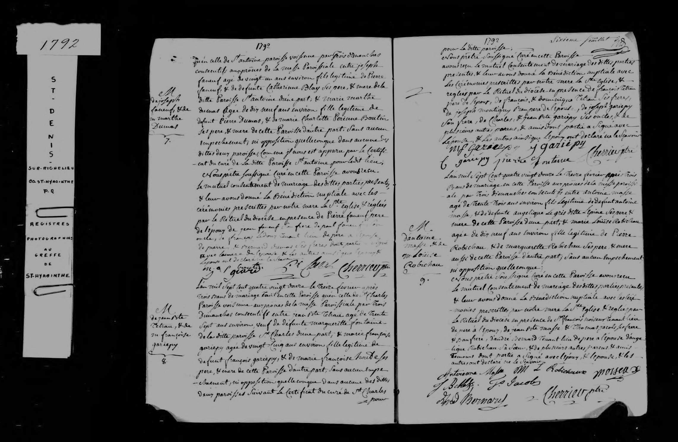 1792 Marriage Faneuf Dumas