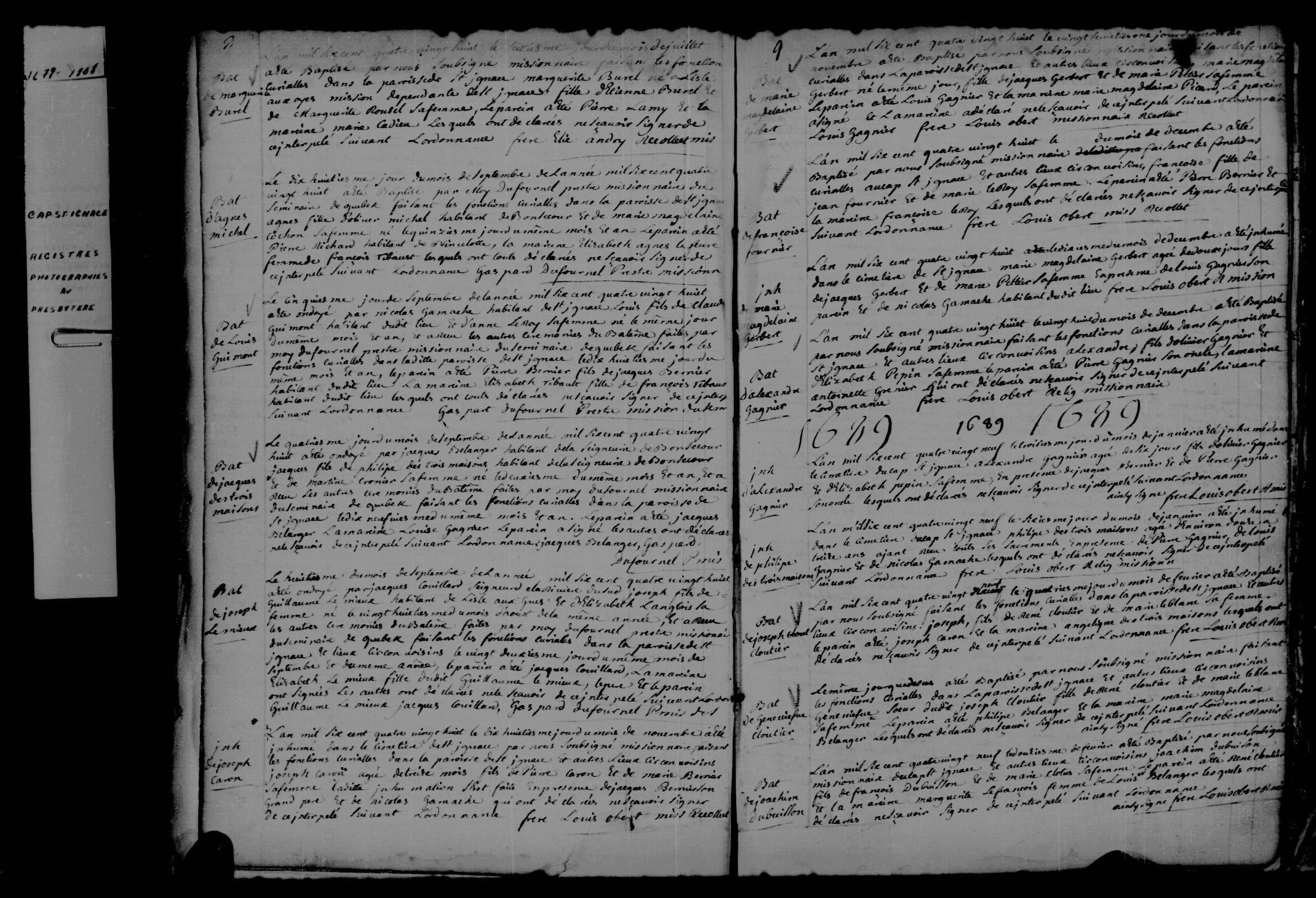 1688 Baptism Jacques Destroismaisons