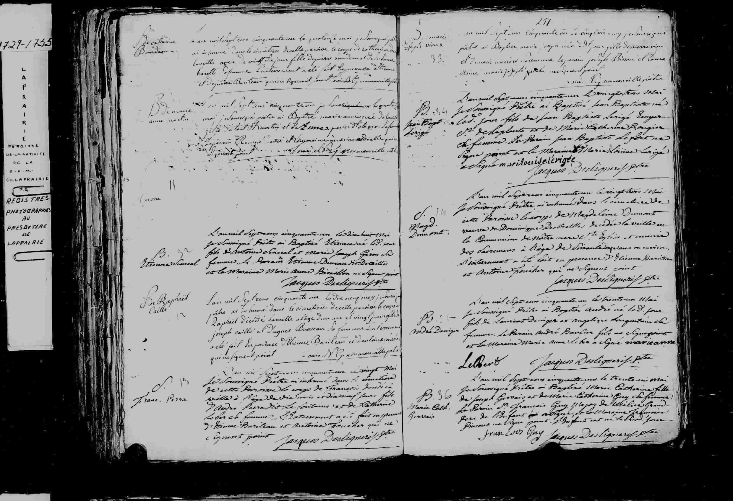 1751 Burial Marie Madeleine Delisle
