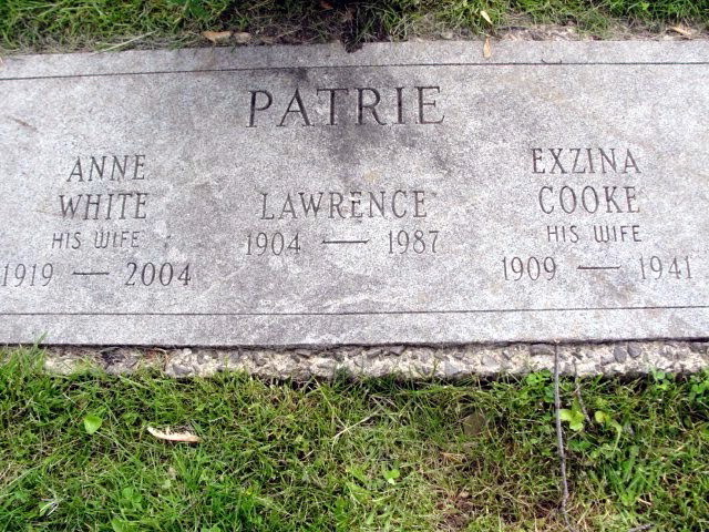 Headstone Lawrence Patrie Exzina Cook Anne White