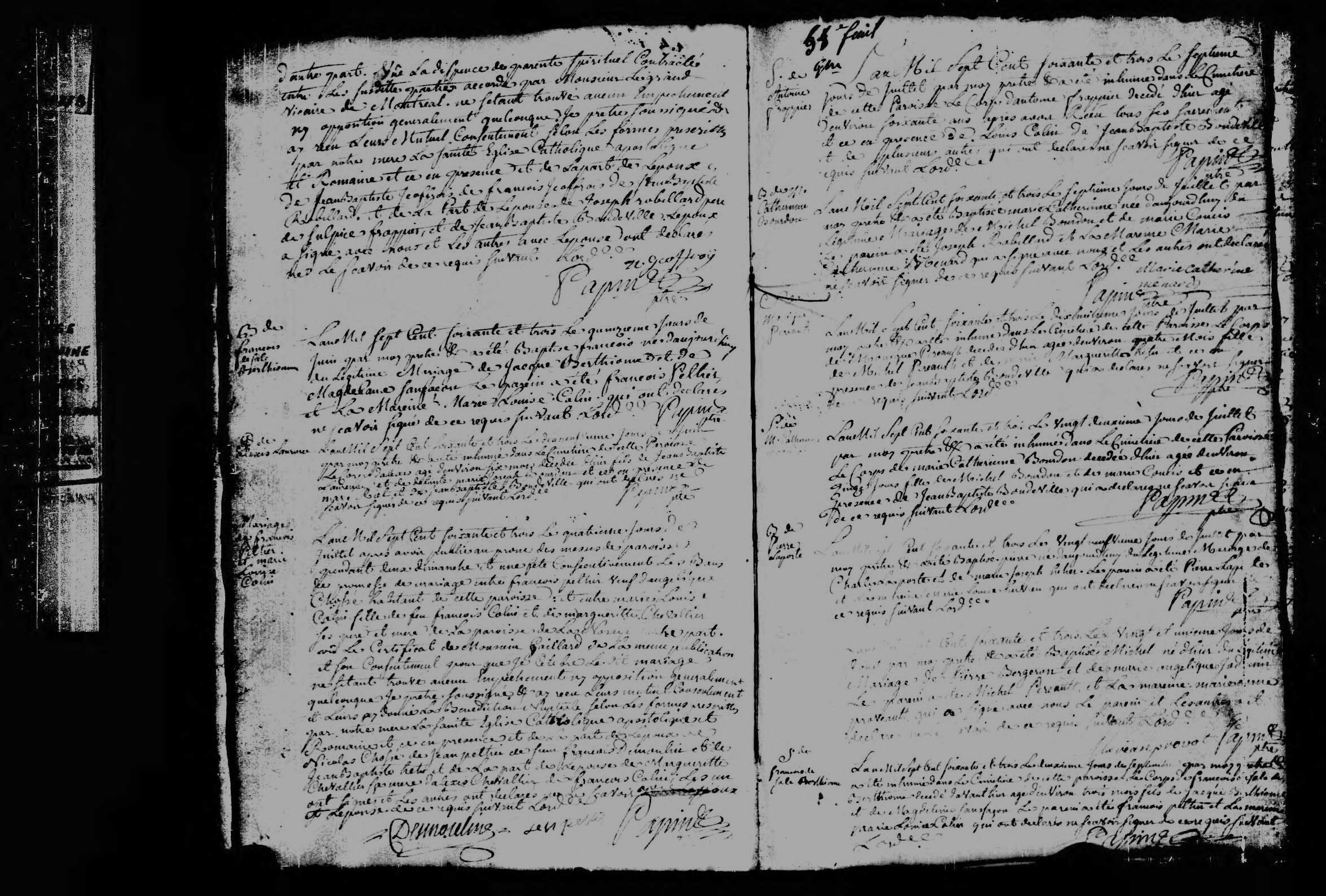 1763 Marriage Pelletier Colin
