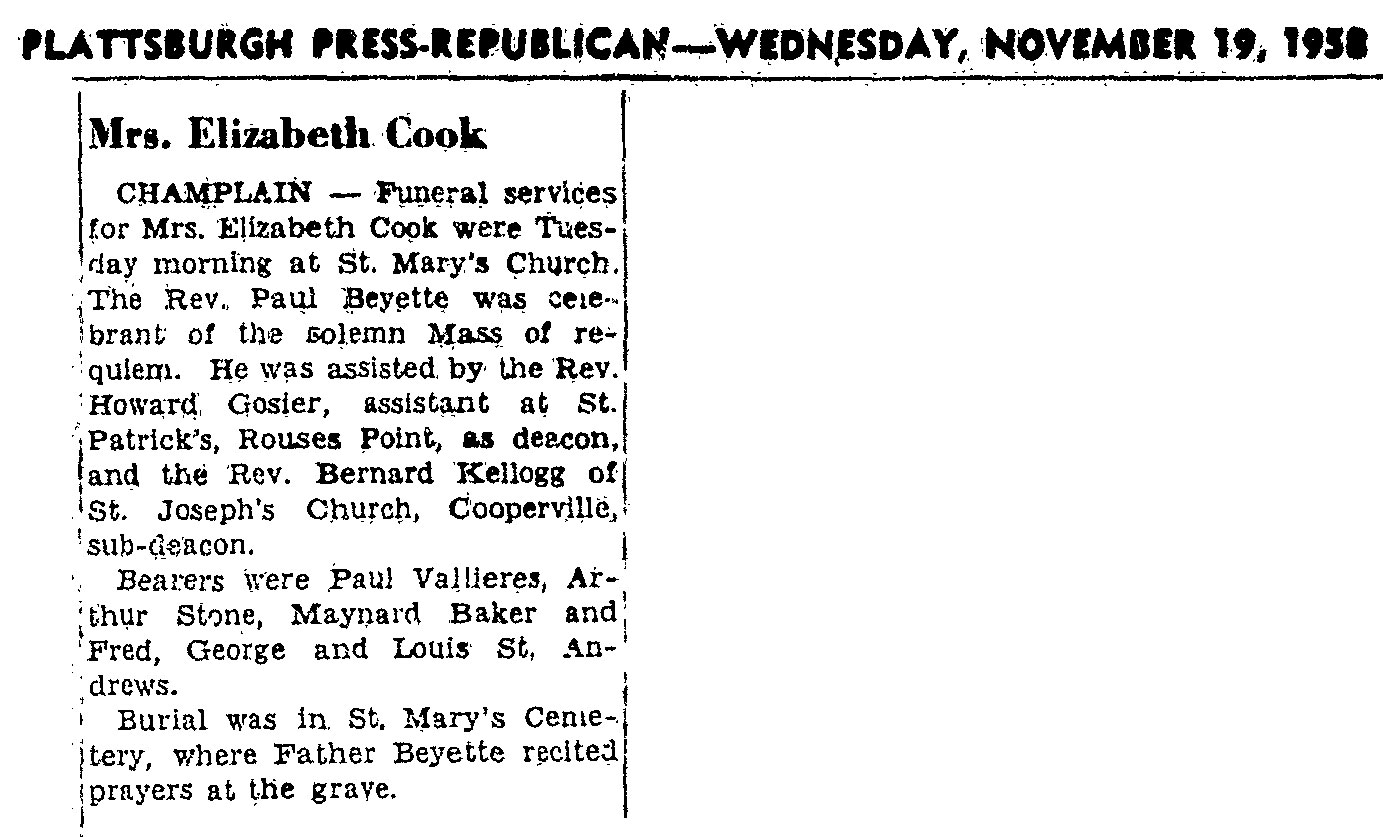 1958 Funeral Elizabeth Cook