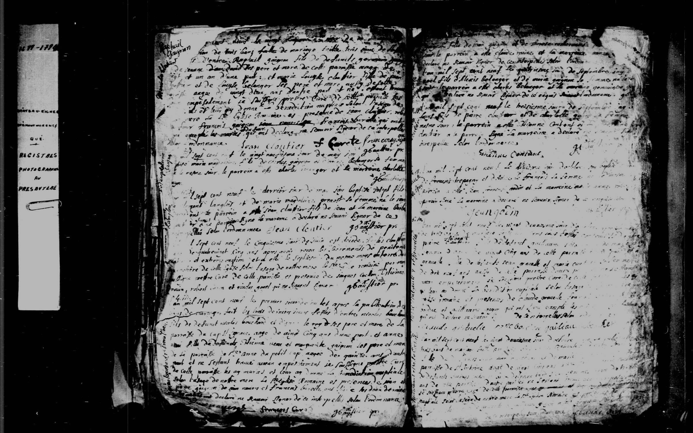 1709 Burial Charles Cloutier