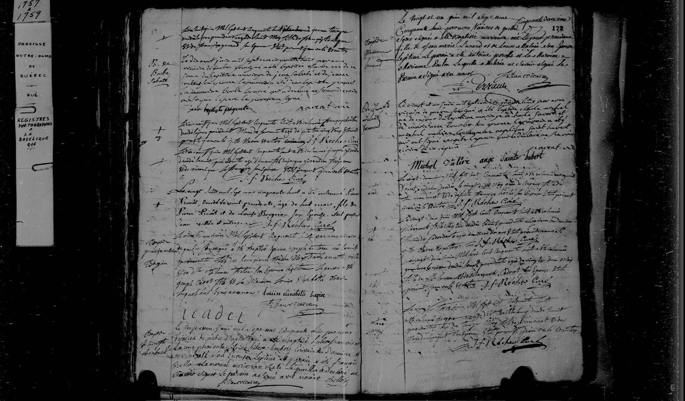 1758 Burial Francois Xavier Chretien