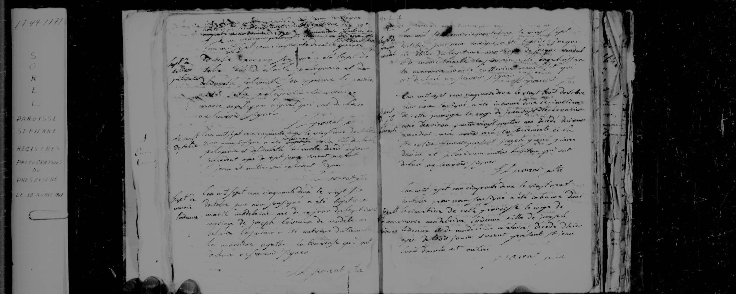 1752 Burial Jean Baptiste Chevalier