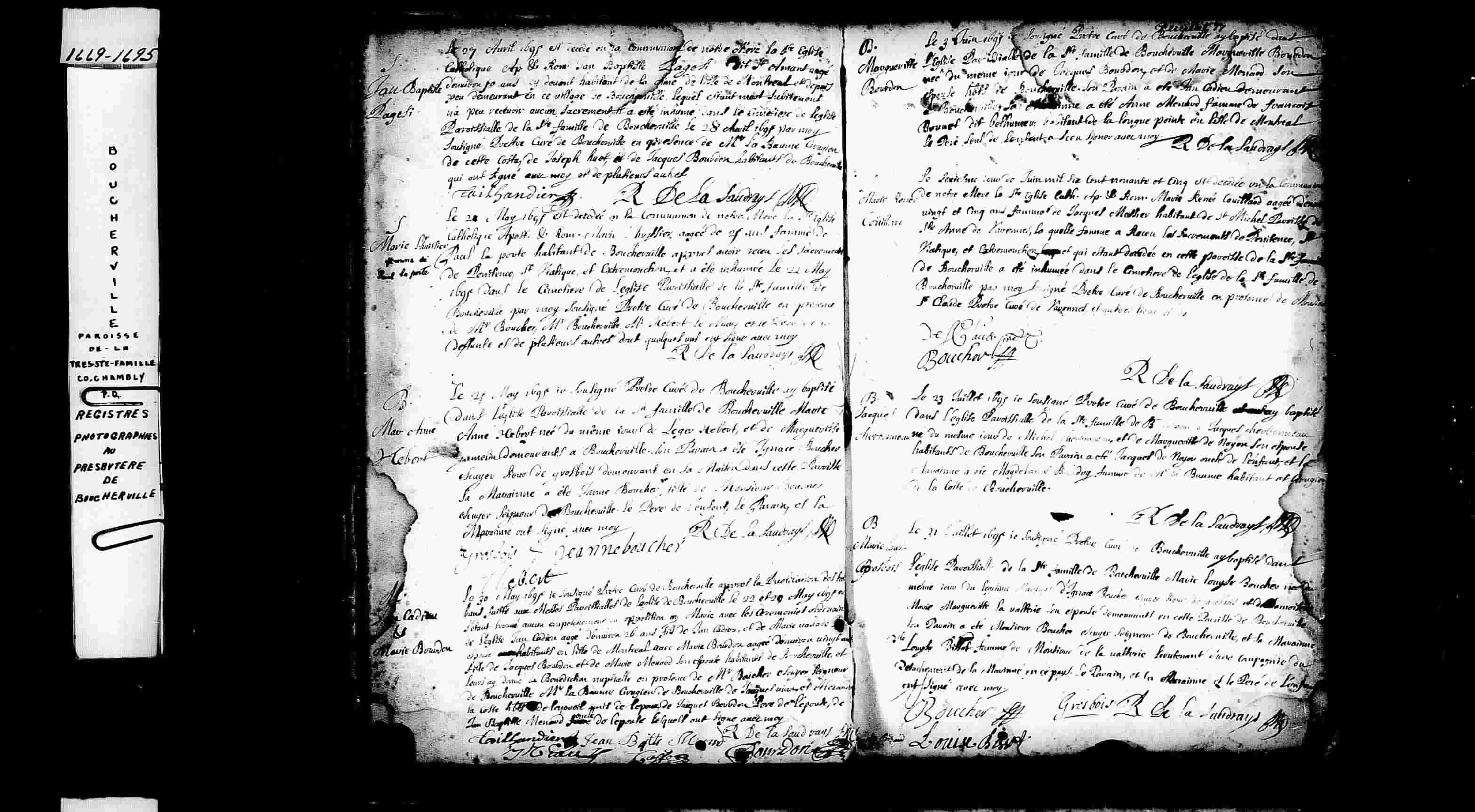 1695 Baptism Jacques Charbonneau