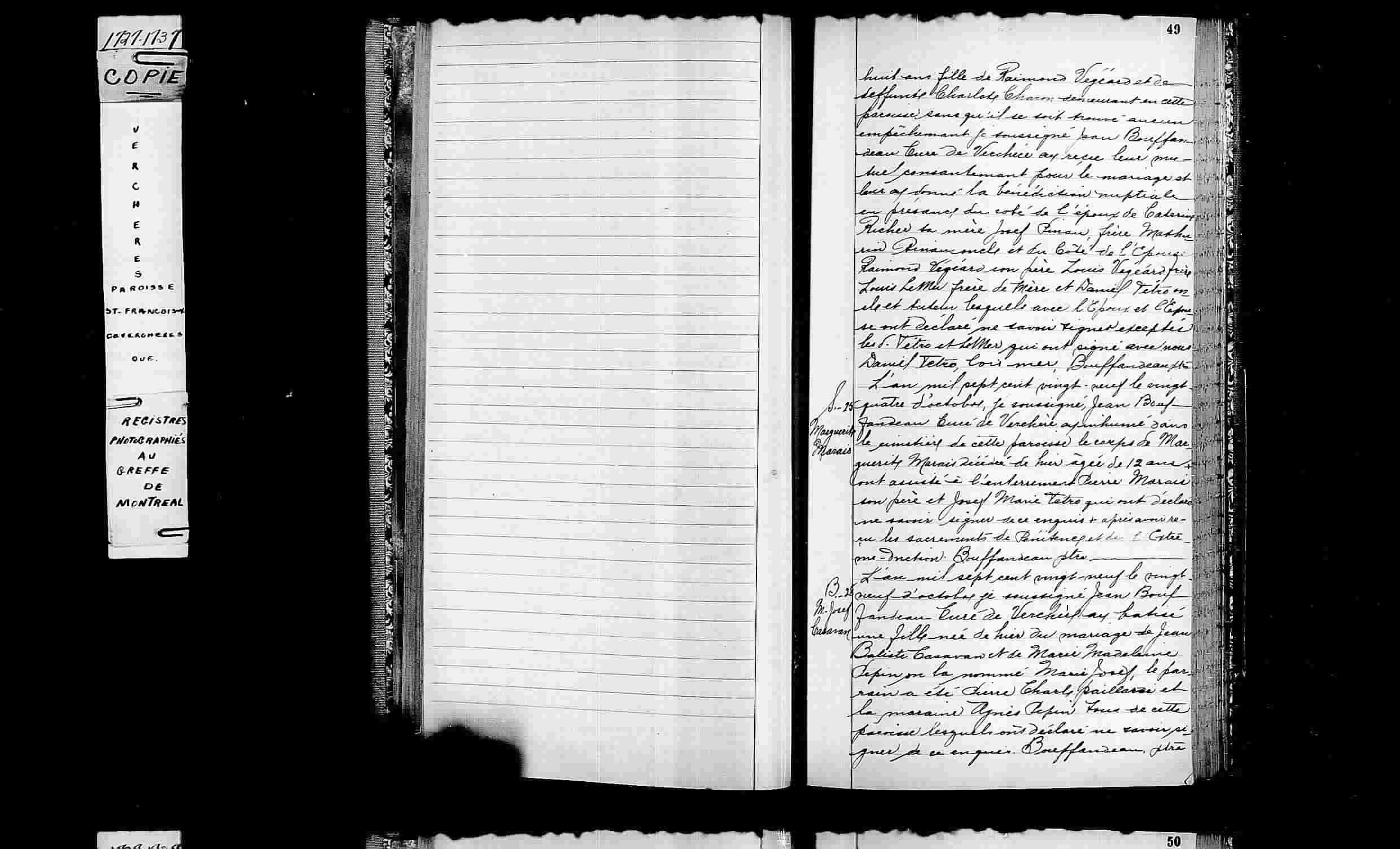 1729 Baptism Marie Josephe Casavant