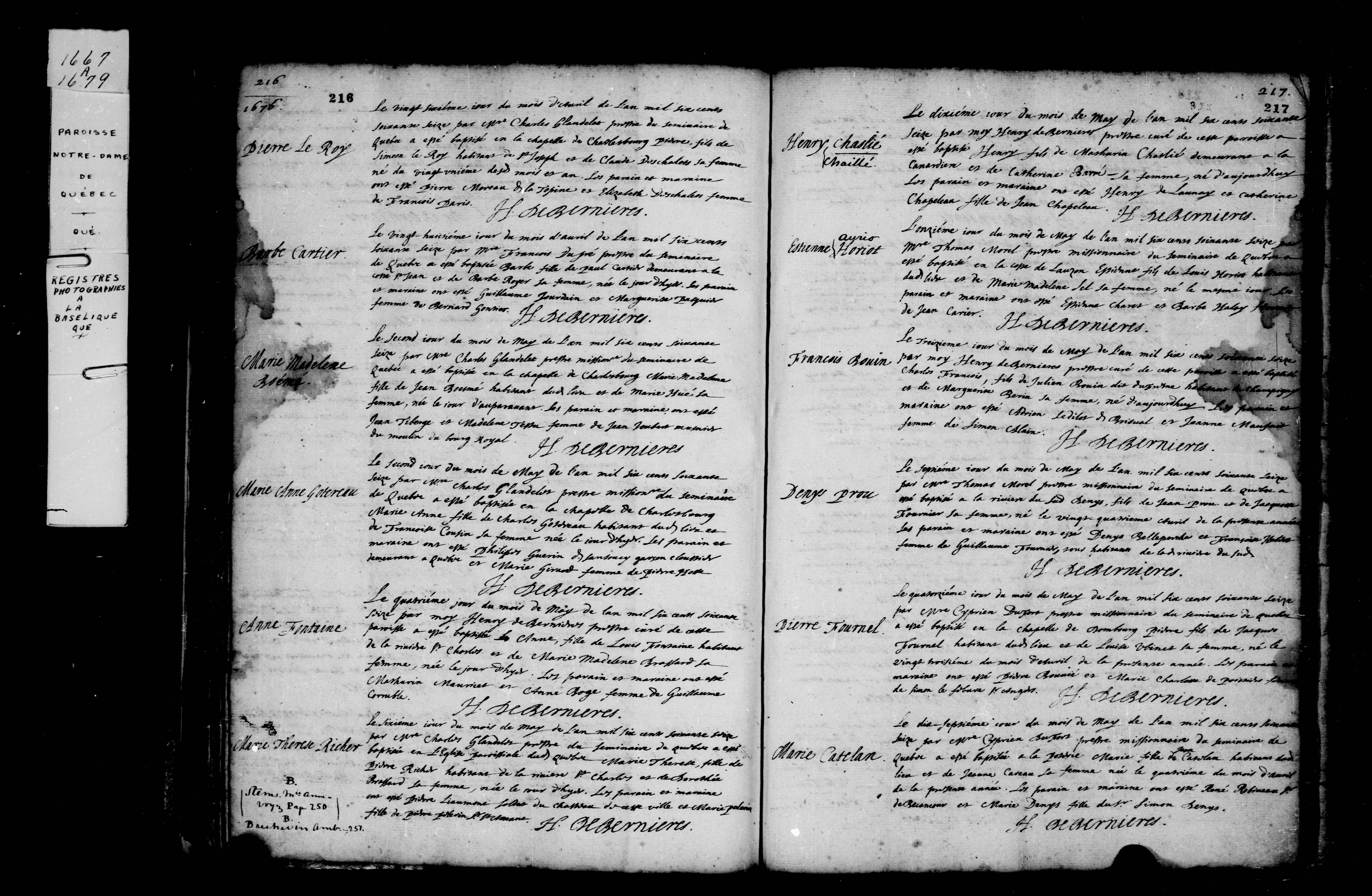 1676 Baptism Barbe Cartier