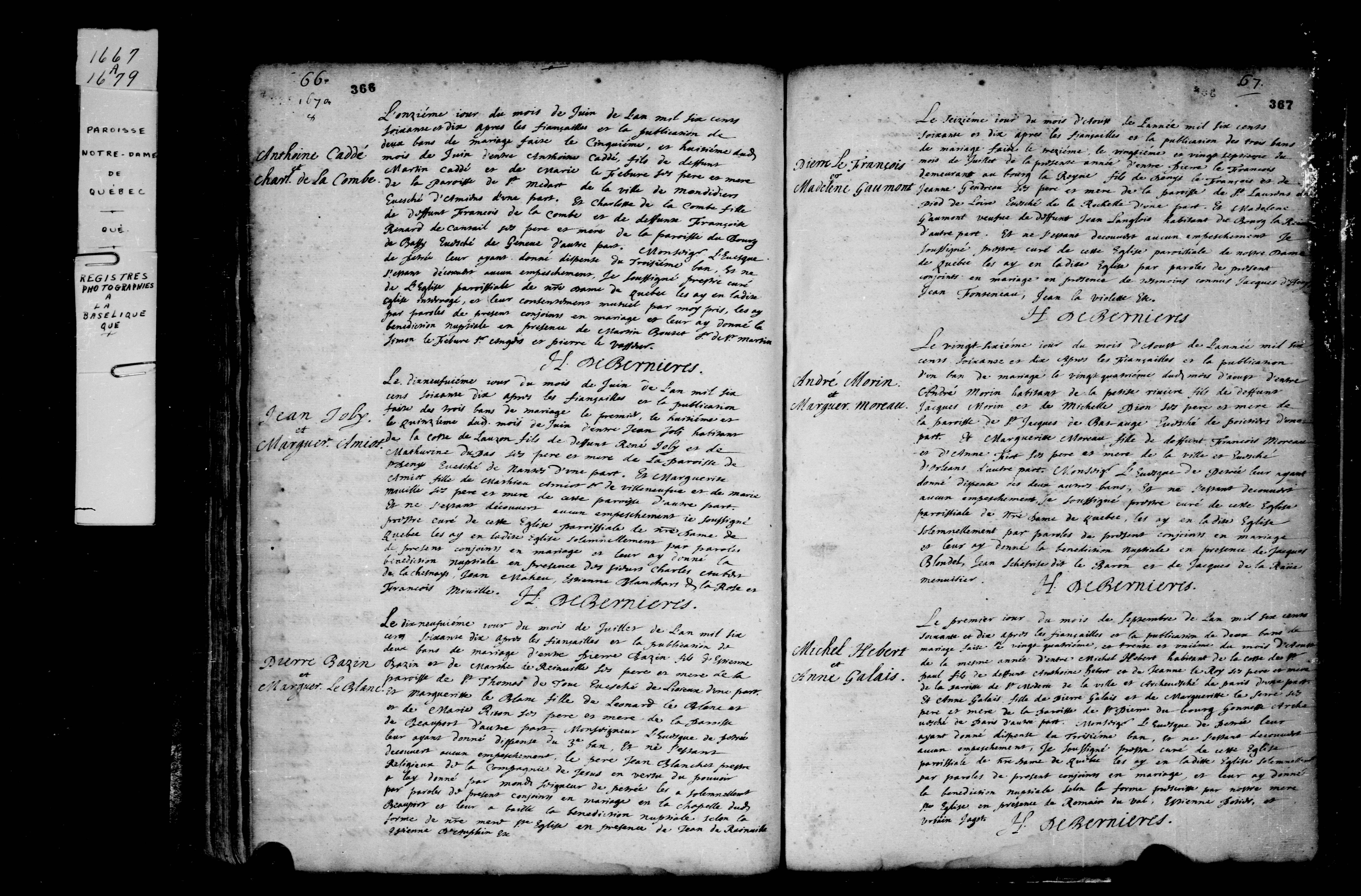 1670 Marriage Cadet Lacombe
