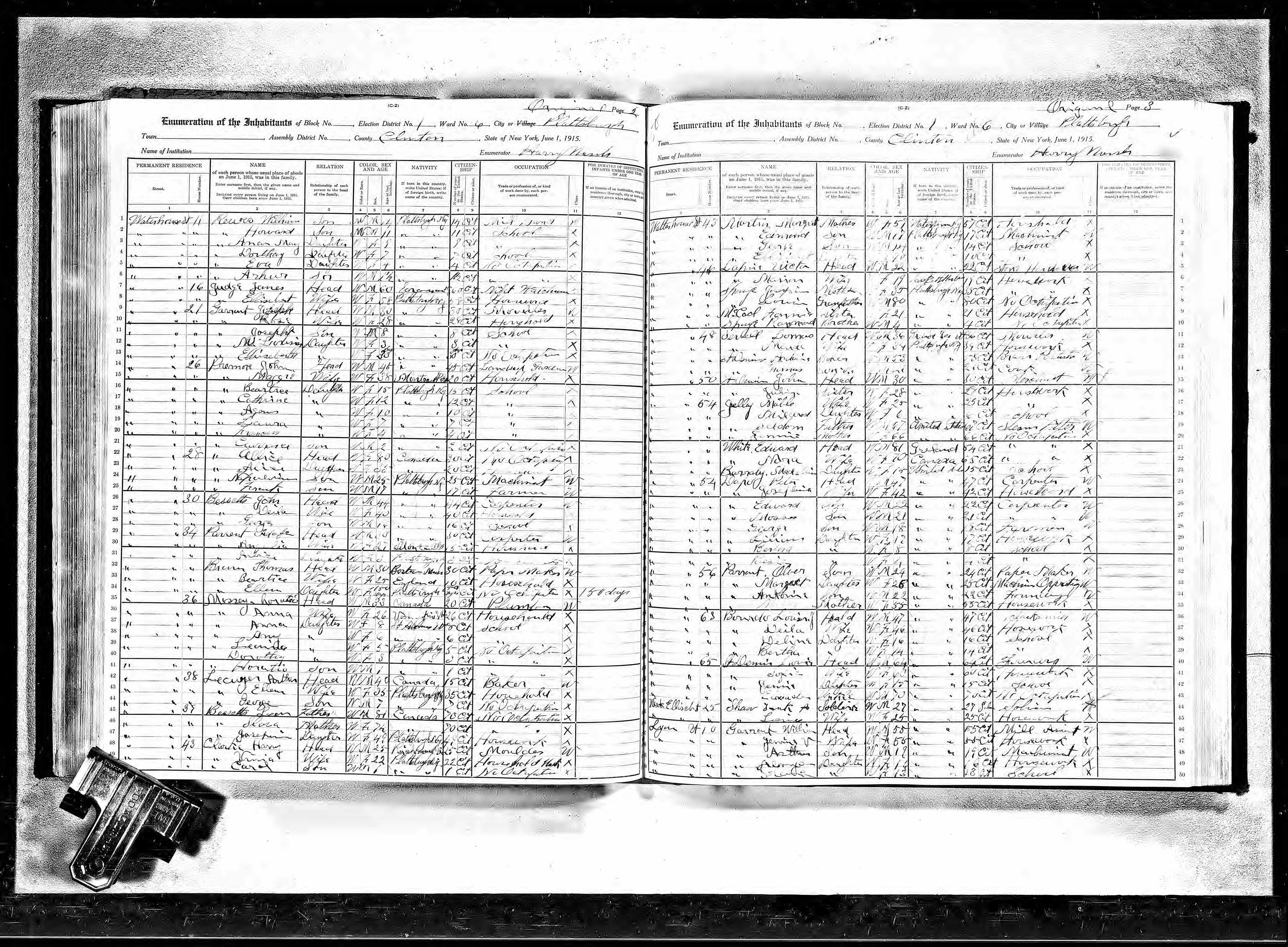 1915 NY Census Louis Bourdo