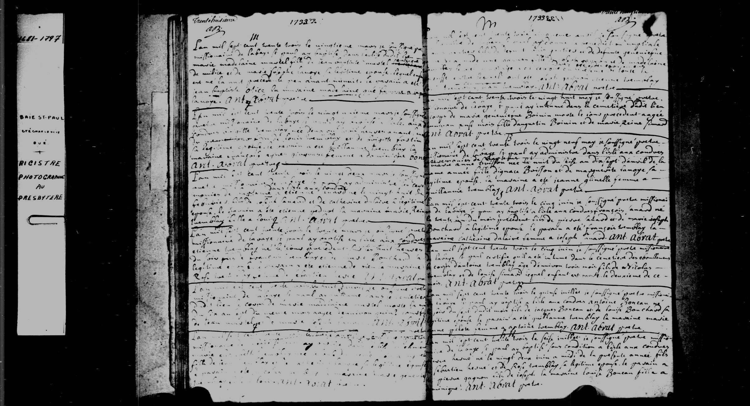 1733 Burial Rosalie Bouschard