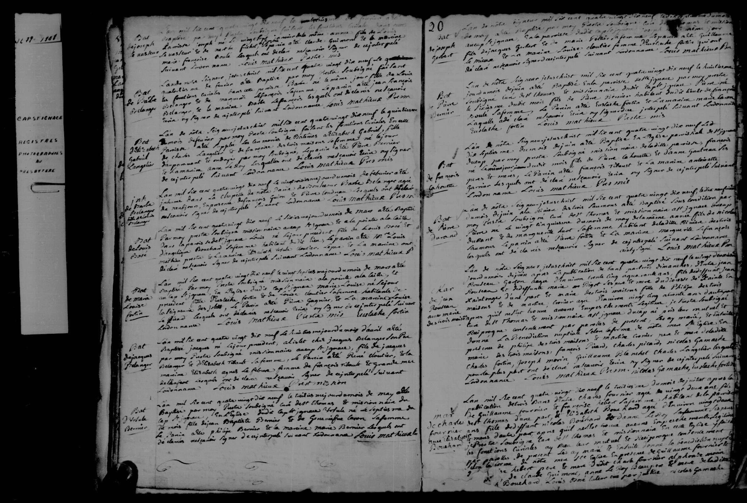 1699 Marriage Fournier Bouchard