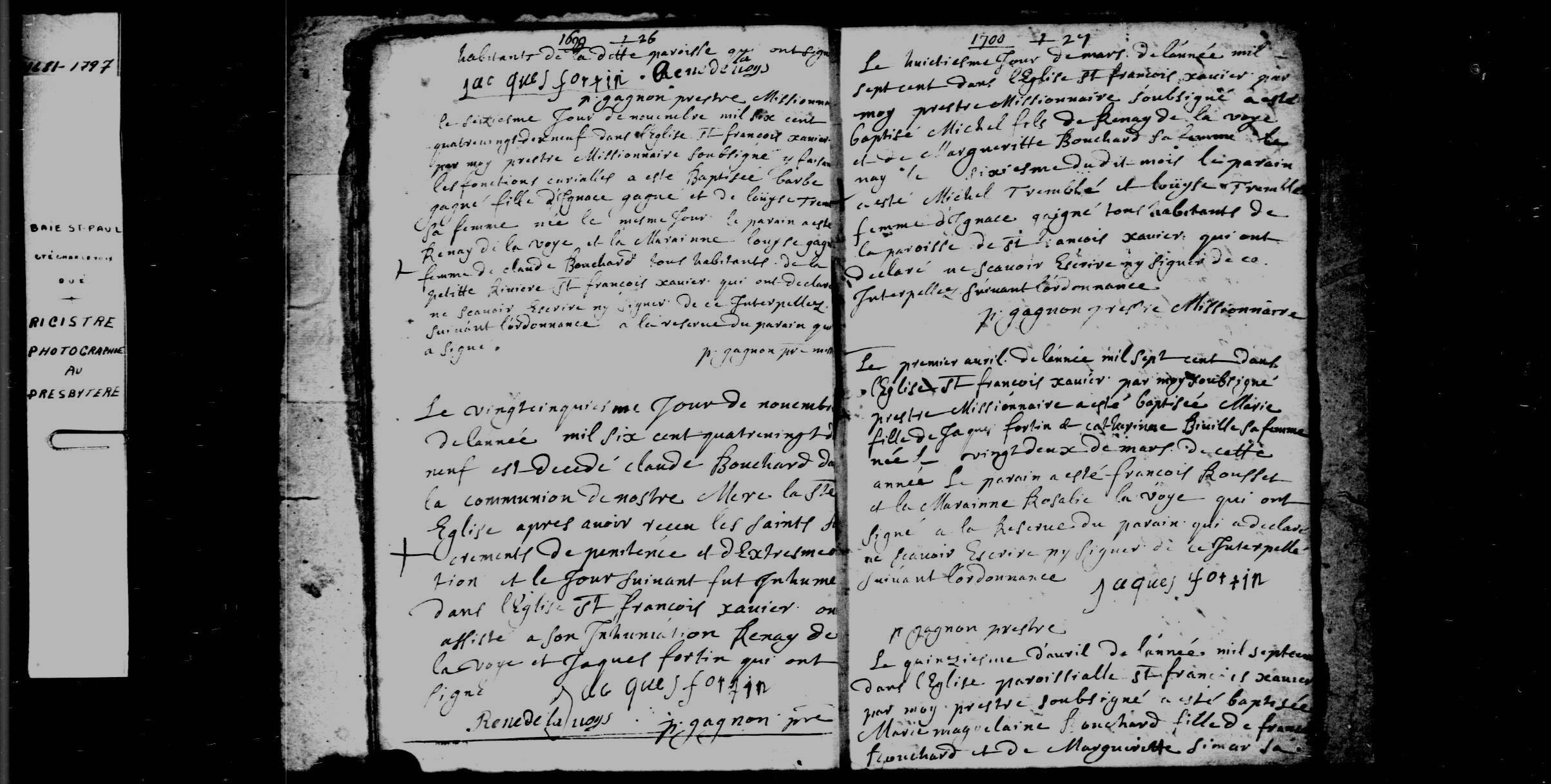 1699 Burial Claude Bouchard