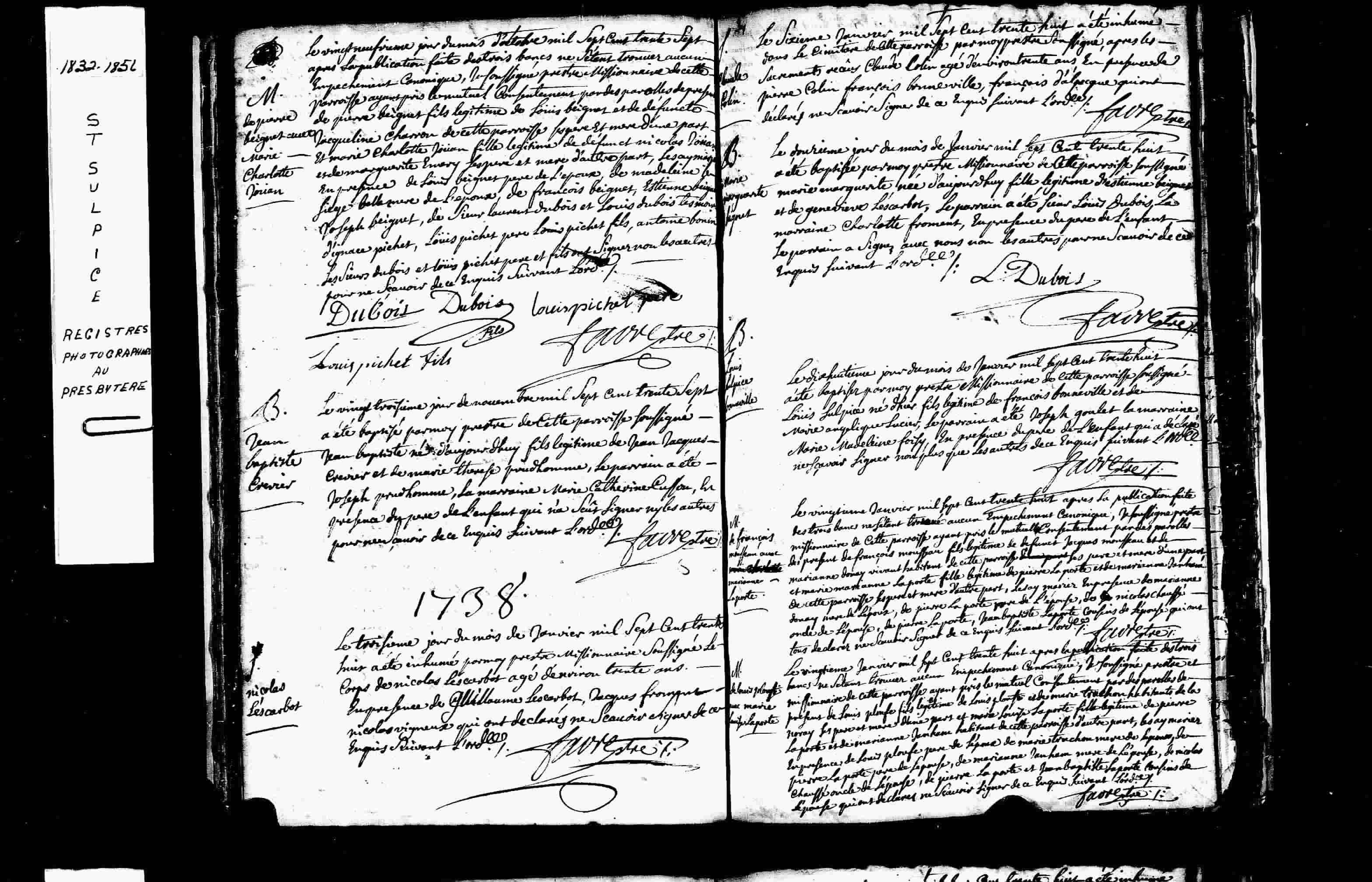 1738 Baptism Louis Sulpice Bonneville
