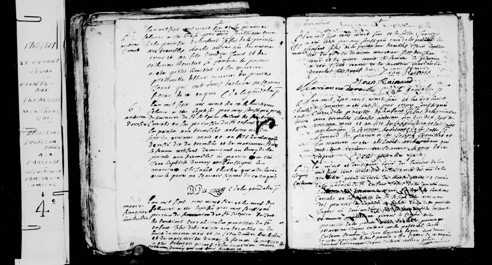 1726 Baptism Marie Francoise Bombardier