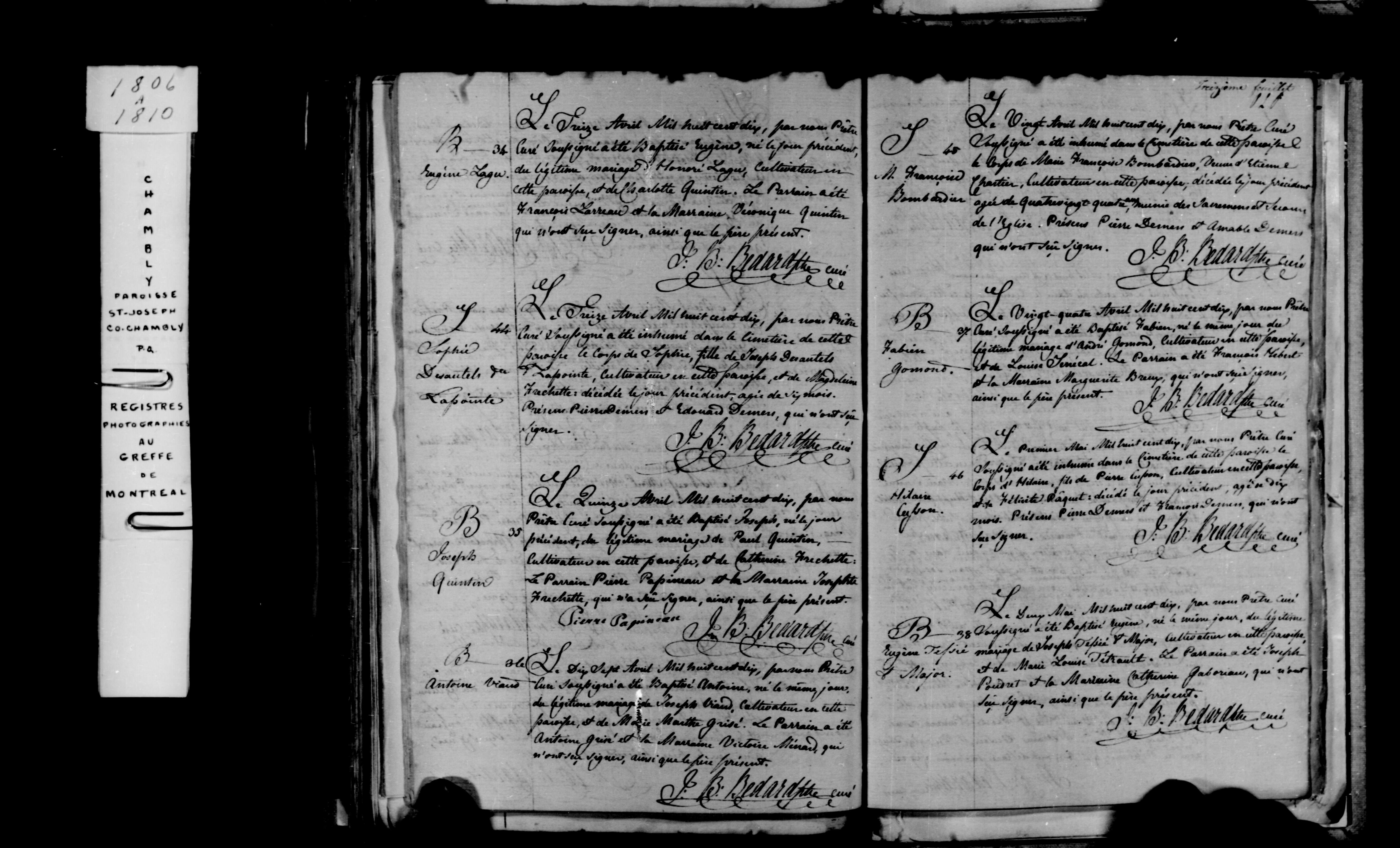 1810 Burial Marie Francoise Bombardier
