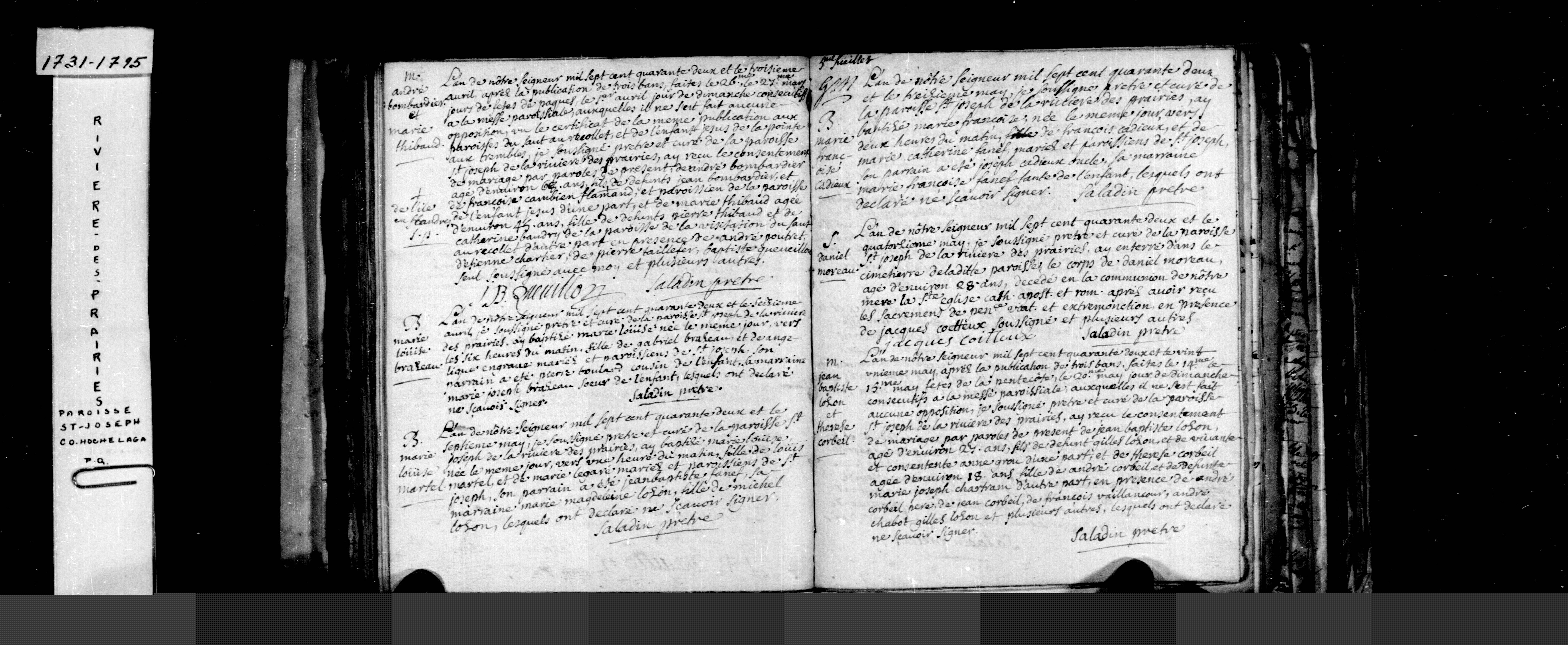 1742 Marriage Bombardier Thibault
