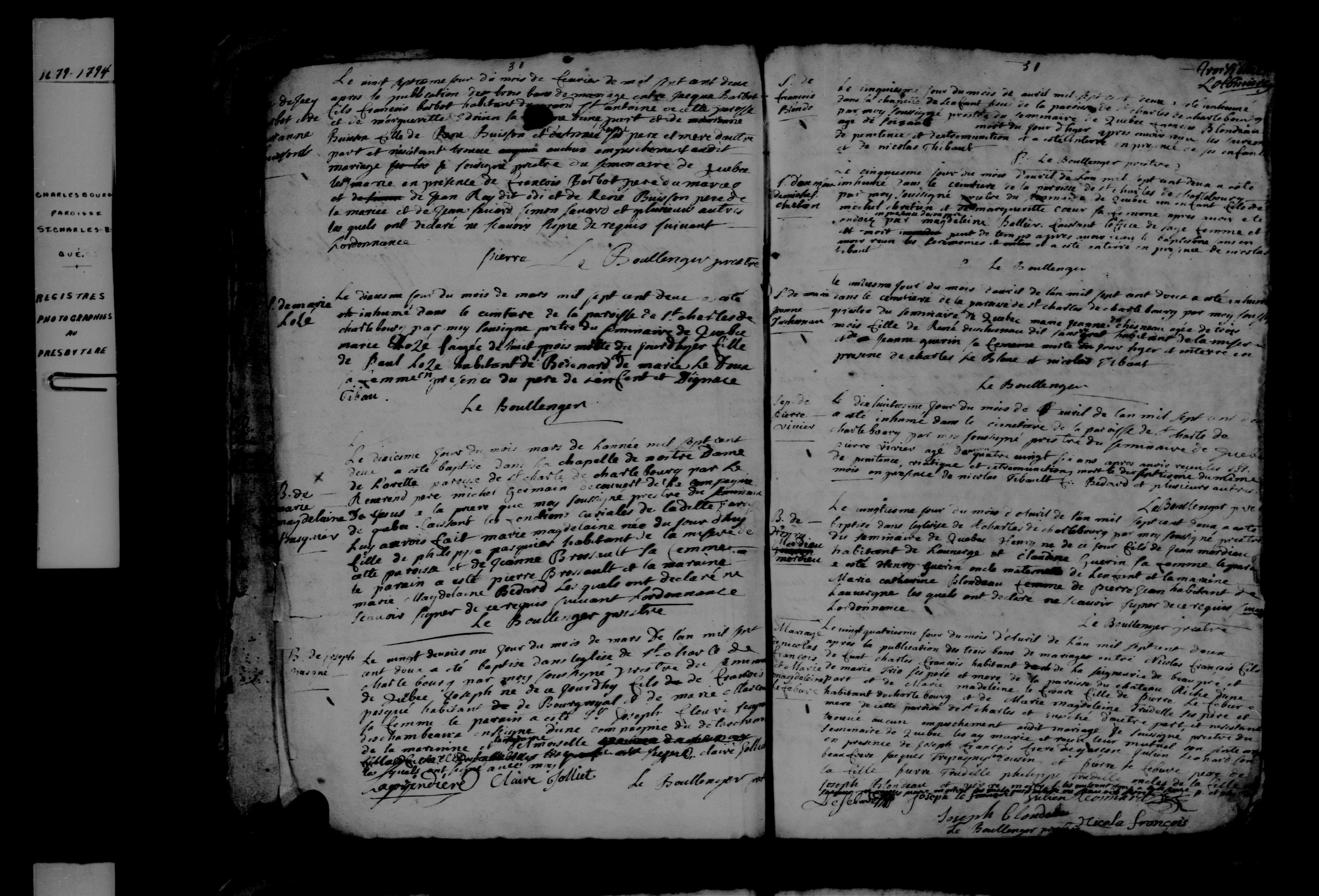 1702 Burial Francois Blondeau