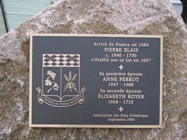 Plaque  Ile d Orleans Pierre Blais Anne Perrot