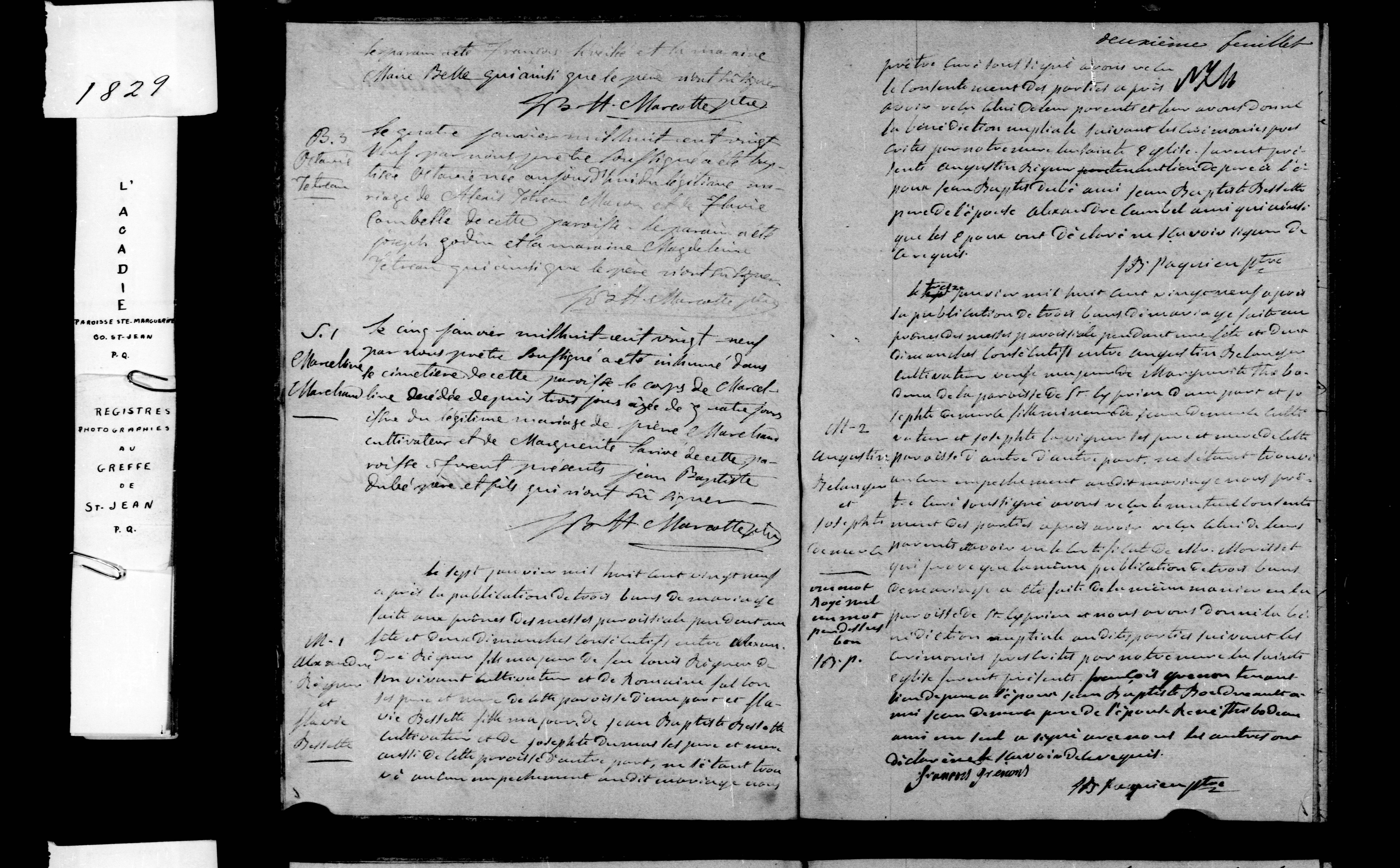 1829 Marriage Regnier Bessette