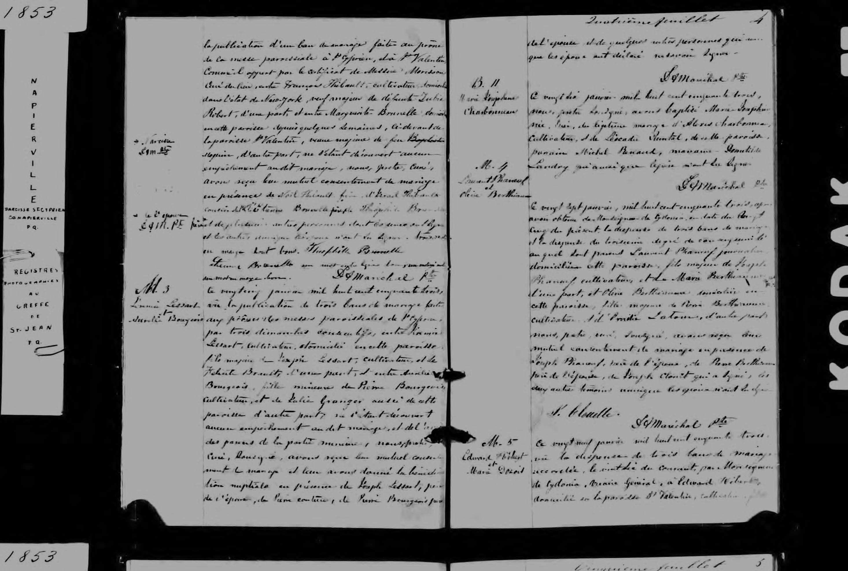1853 Marriage Phaneuf Berthiaume