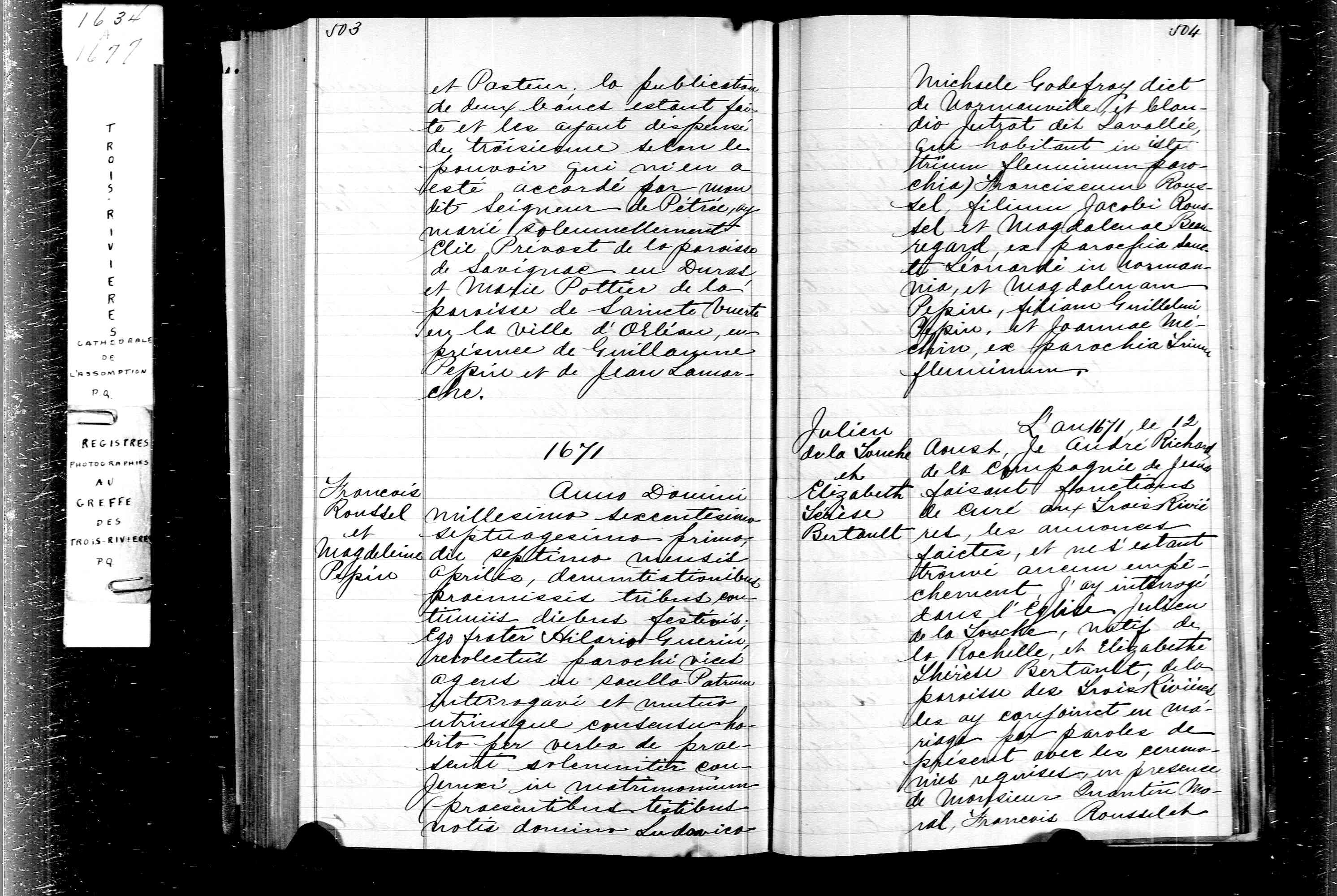1671 Marriage Delatouche Bertault