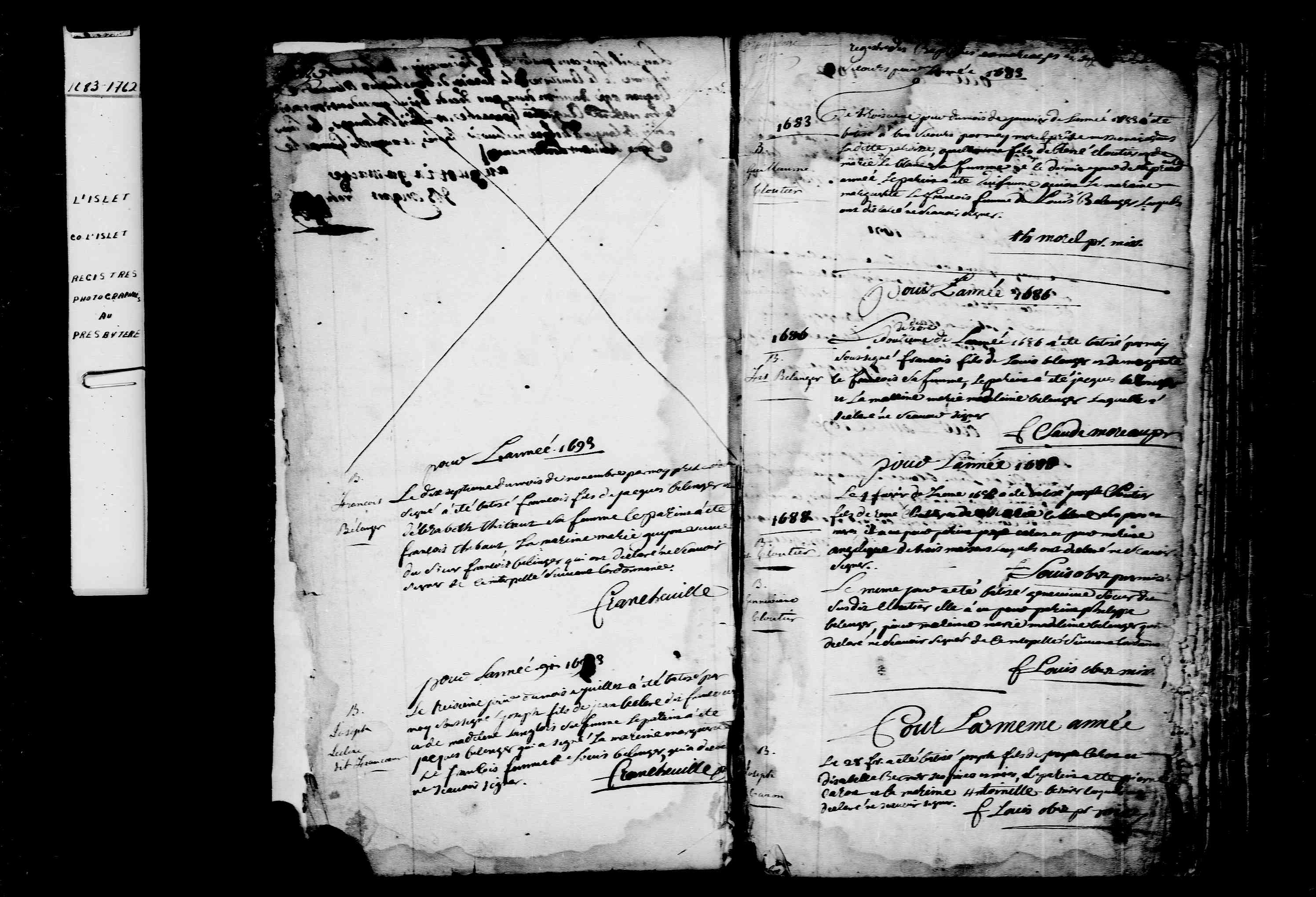 1686 Baptism Francois Belanger
