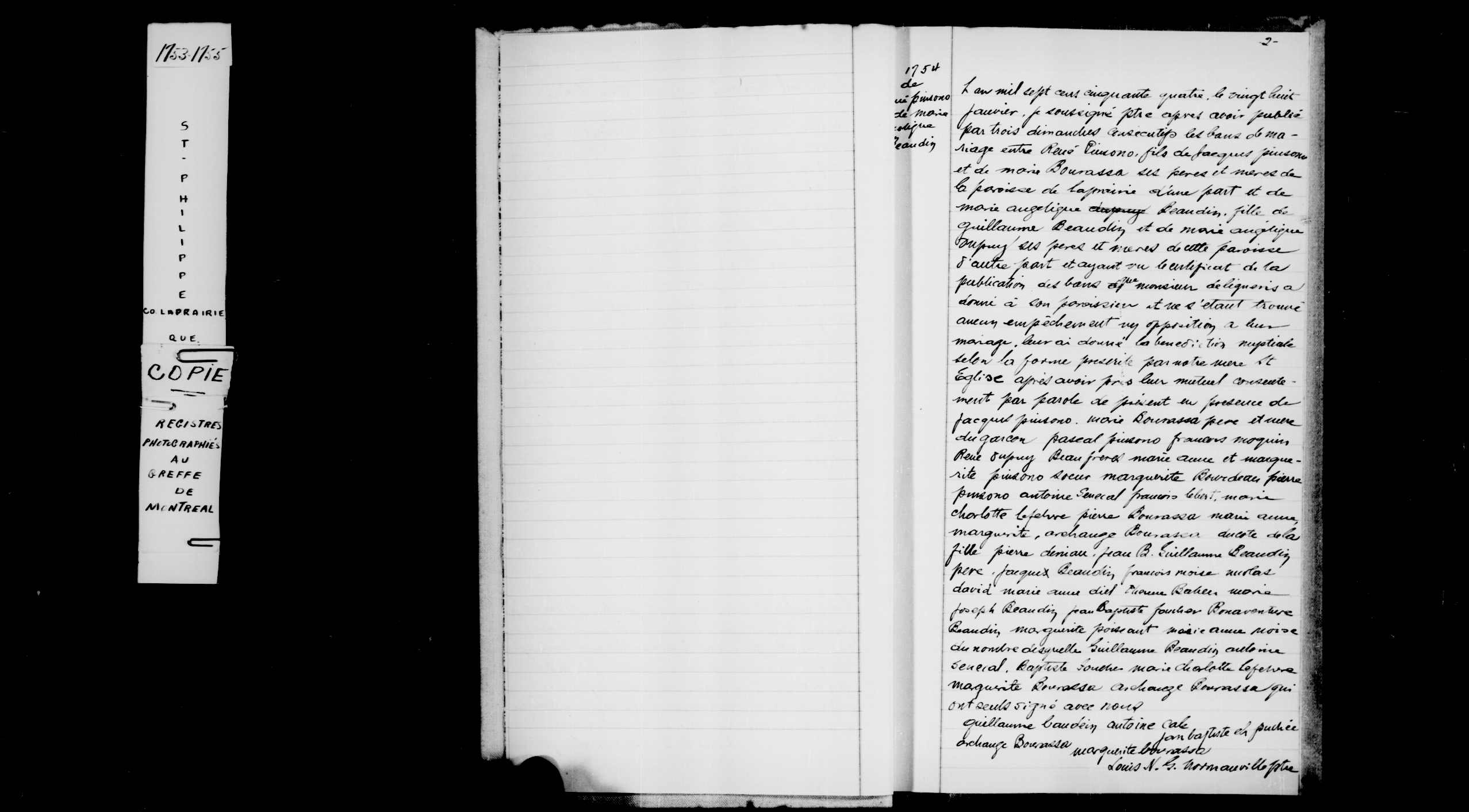 1754 Marriage Pinsonnault Beaudin